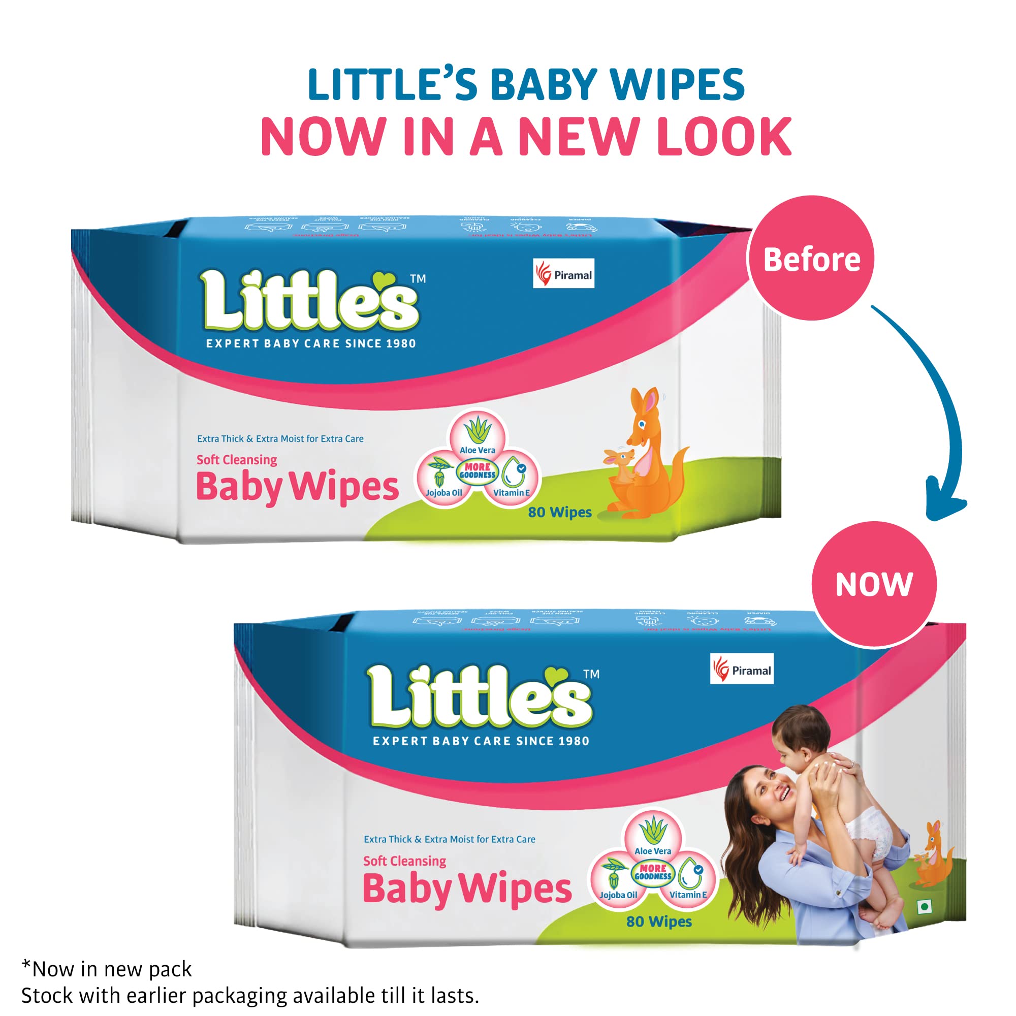 Little's Soft Cleansing Baby Wipes | 240 Count (3 Packs of 80) | Extra Thick & Moist Hypoallergenic Wipes for Sensitive Skin | Enriched with Aloe Vera, Vitamin E & Jojoba Oil to Prevent Diaper Rash | Perfect for Diaper Changes, On-the-Go Cleansing & Baby Care Essentials