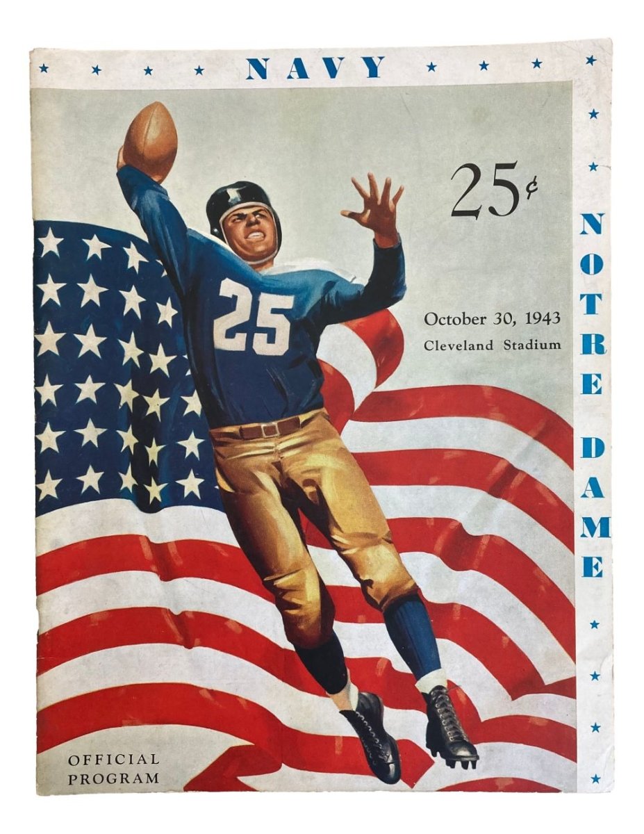 Notre Dame vs Navy October 30 1943 Official Football Game Program - Vintage College Football Memorabilia & Collectible Sports History Item for Fans and Collectors