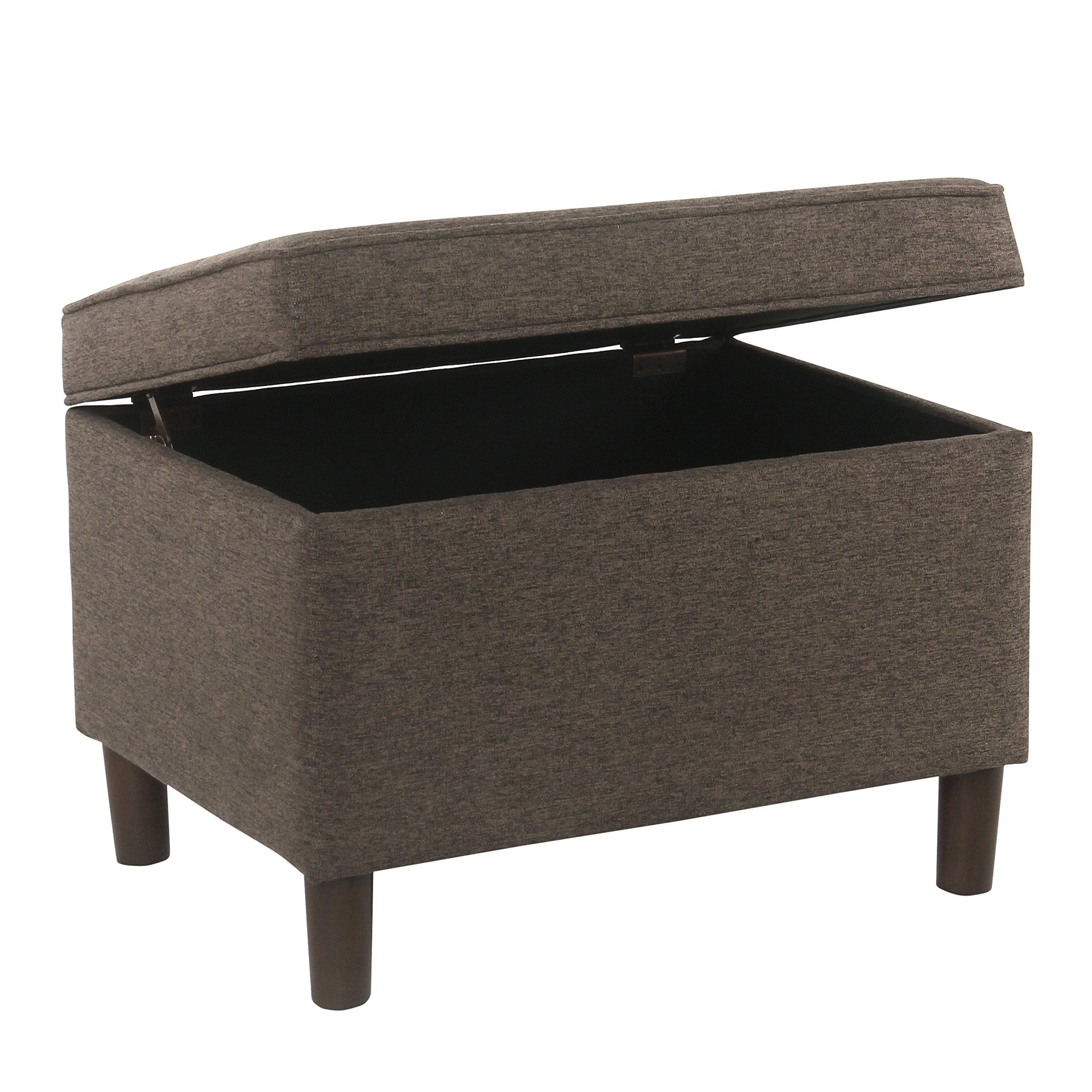 Modern Storage Ottoman - Dinah Collection | Chocolate Brown Upholstered Ottoman with Hidden Storage | Perfect for Living Room, Bedroom & Home Office Organization