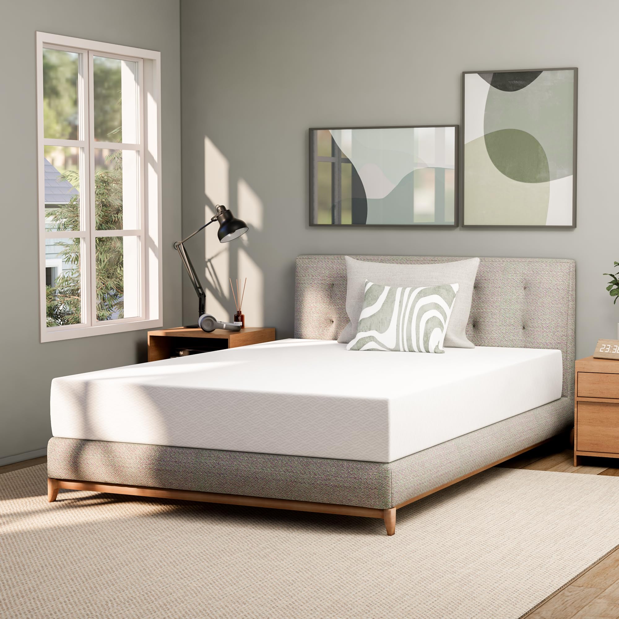 10 Inch Full Size Green Tea Cooling Gel Memory Foam Mattress - Medium Firm Support for Pressure Relief, CertiPUR-US Certified, Fiberglass-Free - Perfect for Kids & Adults, Bedroom, Guest Room & Dorm Use
