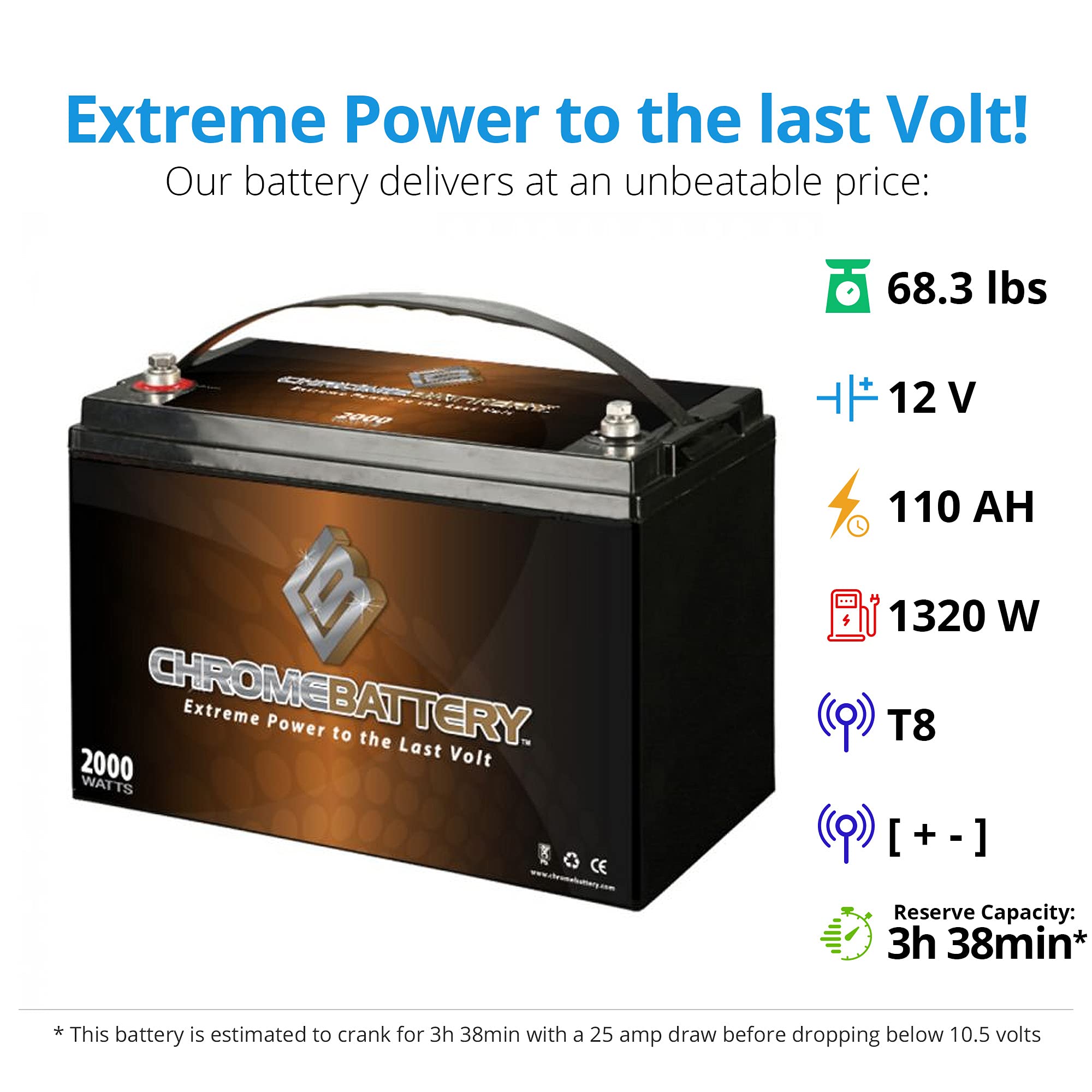 12V 110AH Deep Cycle SLA Battery for Solar Energy Storage - Reliable Power Backup for RVs, Boats, Off-Grid Homes & Solar Systems