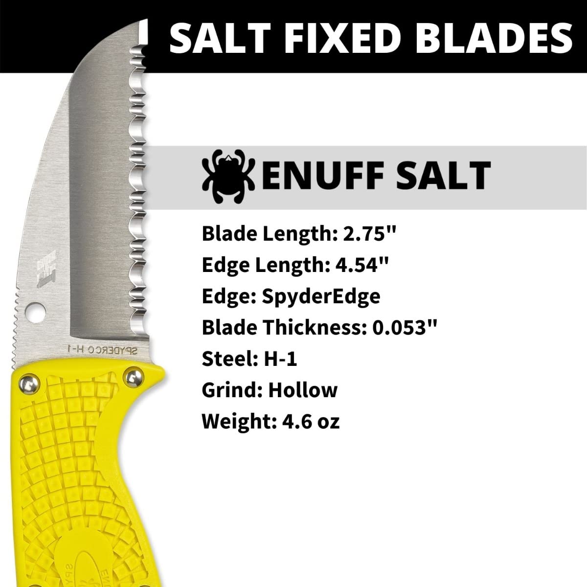 Spyderco Enuff Salt Fixed Blade Utility Knife - 2.75