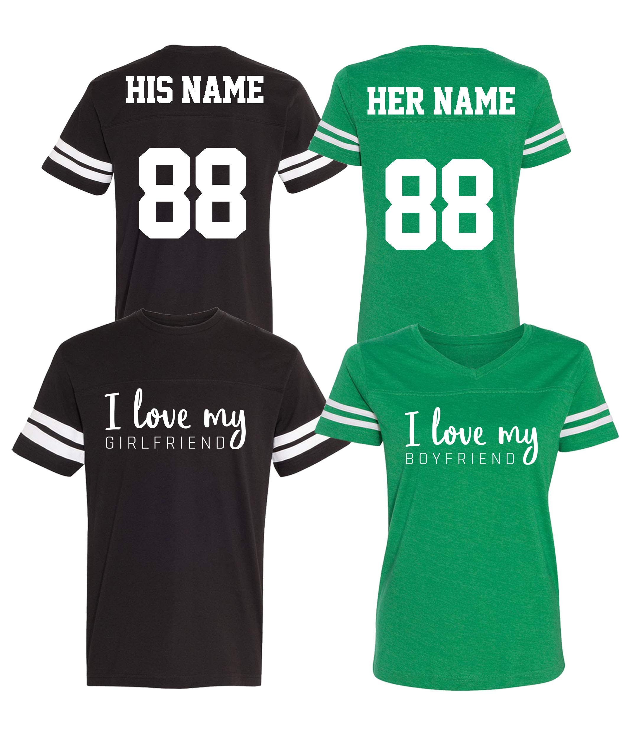 Custom Cotton Couple Jerseys - His & Her Matching T-Shirts for Valentine's Day, Anniversary Gifts & Romantic Date Nights