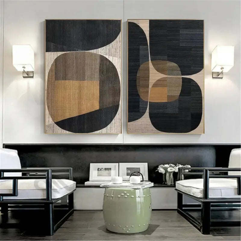 Abstract Tranquility Set of 2 Modern Canvas Wall Art - Minimalist Home Decor for Living Room, Bedroom & Office #WS017