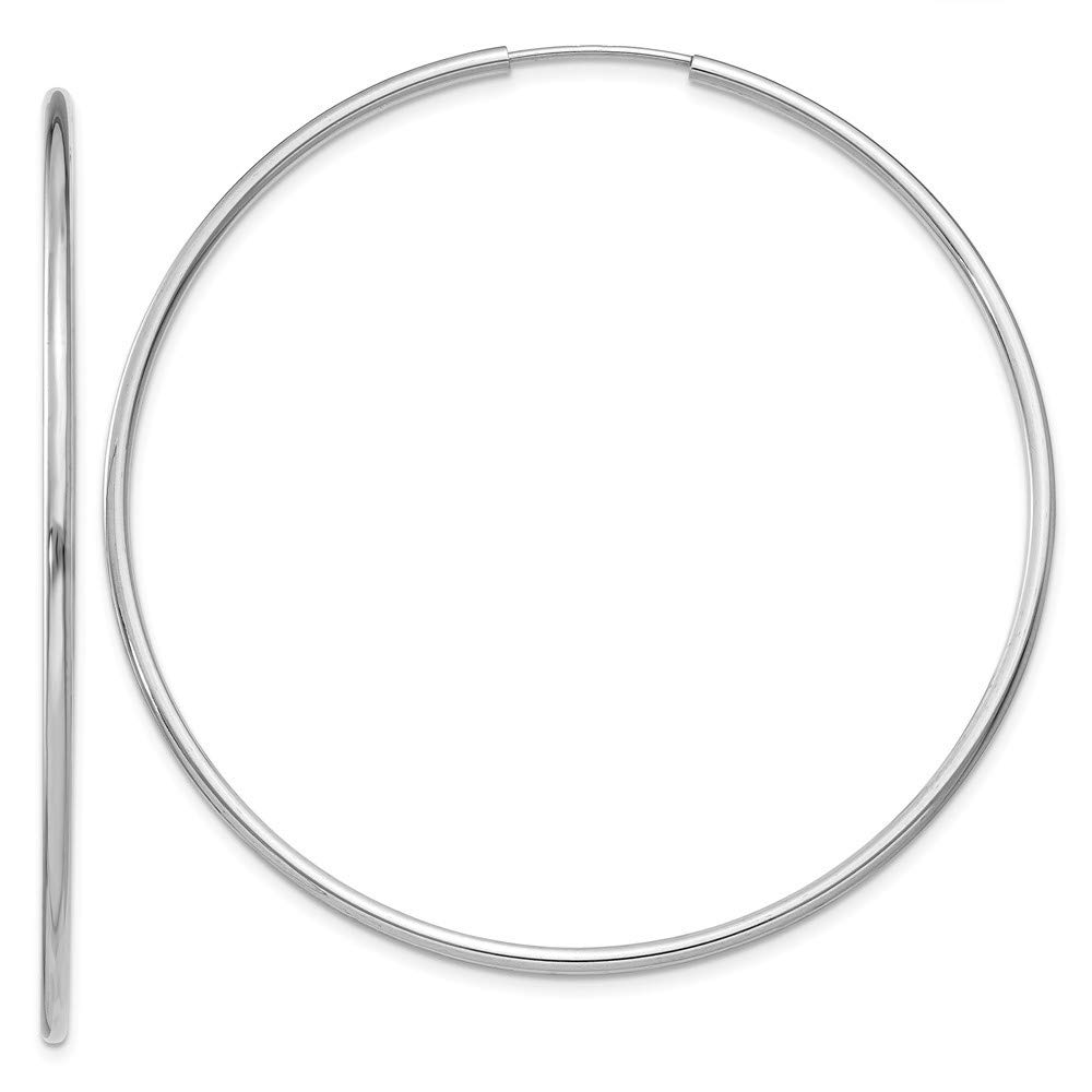 14K White Gold 1.5mm Polished Endless Hoop Earrings for Women - Dainty Minimalist Everyday Jewelry - Perfect for Work, Date Night & Special Occasions
