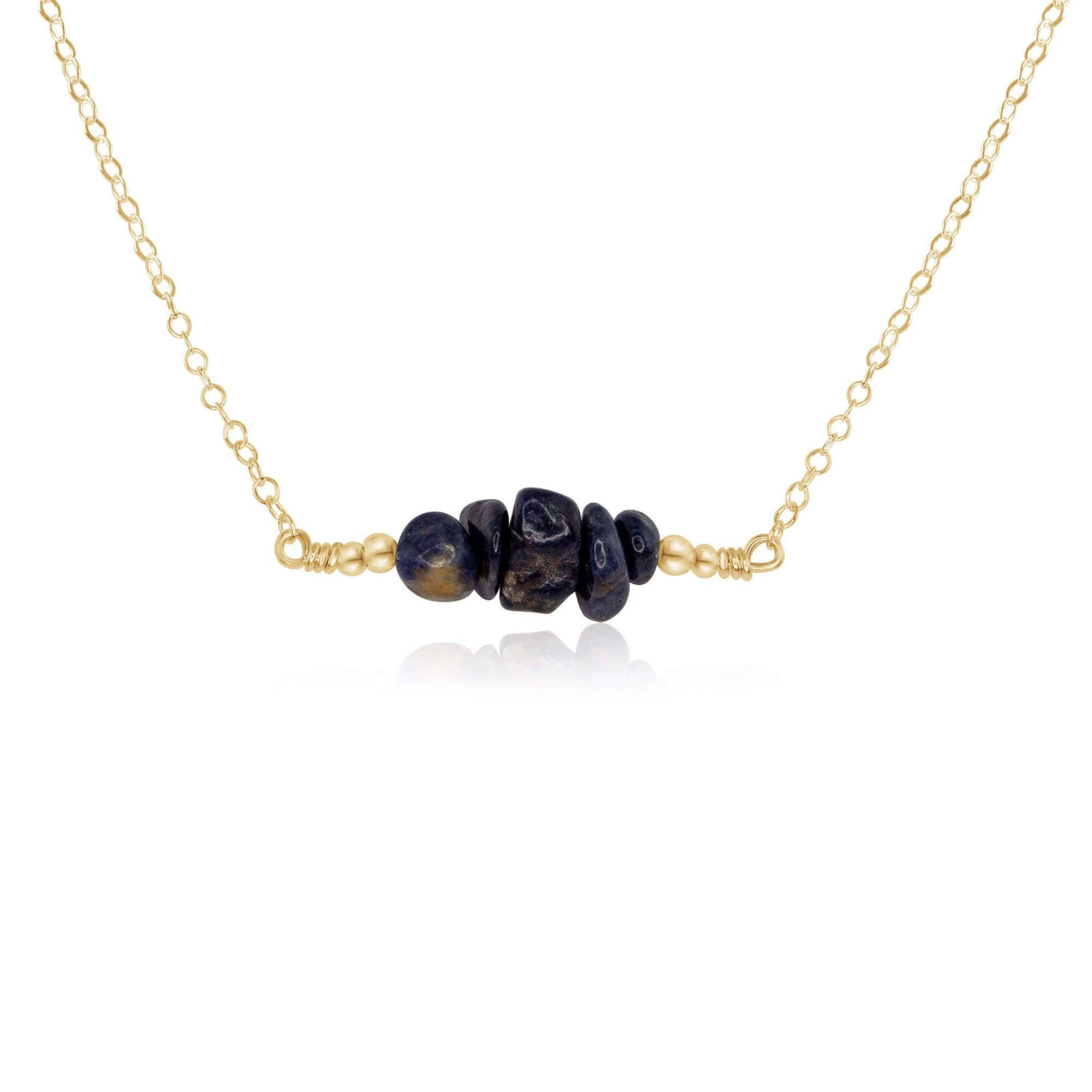 Elegant Sapphire Chip Bead Bar Necklace for Women - Dainty Layering Jewelry for Everyday Wear & Special Occasions