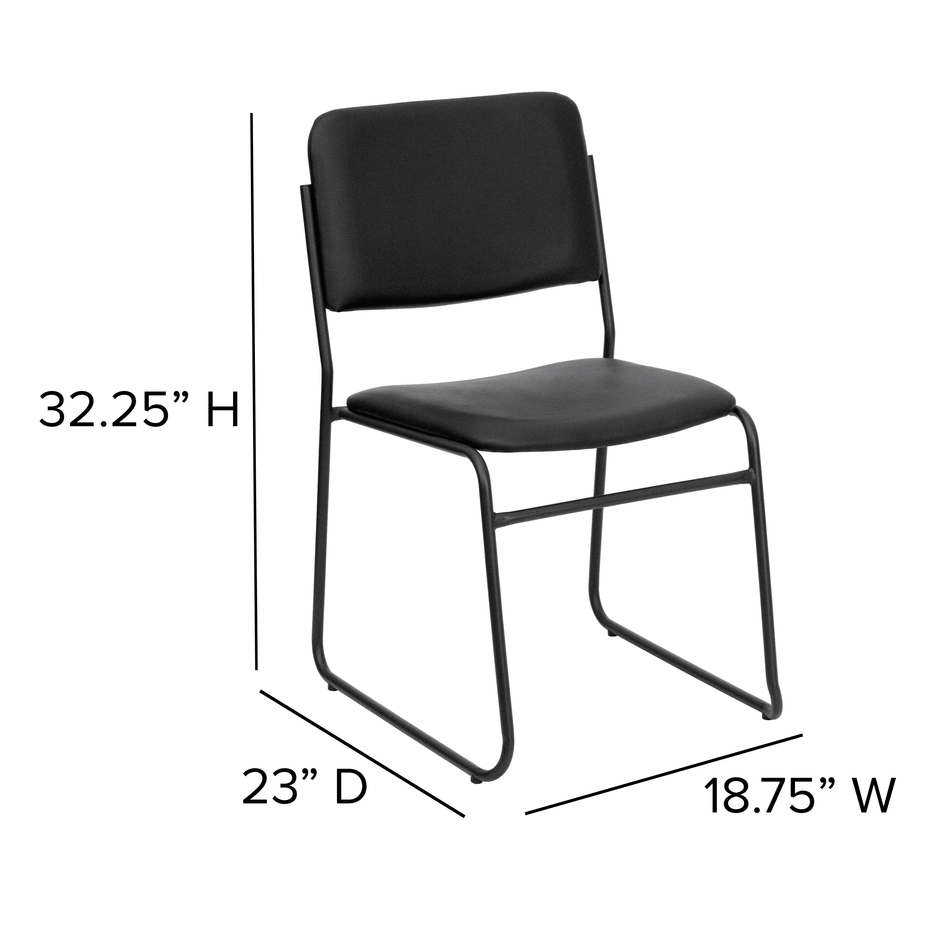 FLASH HERCULES Series 500 lb Capacity Heavy Duty Stacking Chairs - Commercial Grade Black Vinyl Sled Base Chairs for Restaurants, Events & Office Use