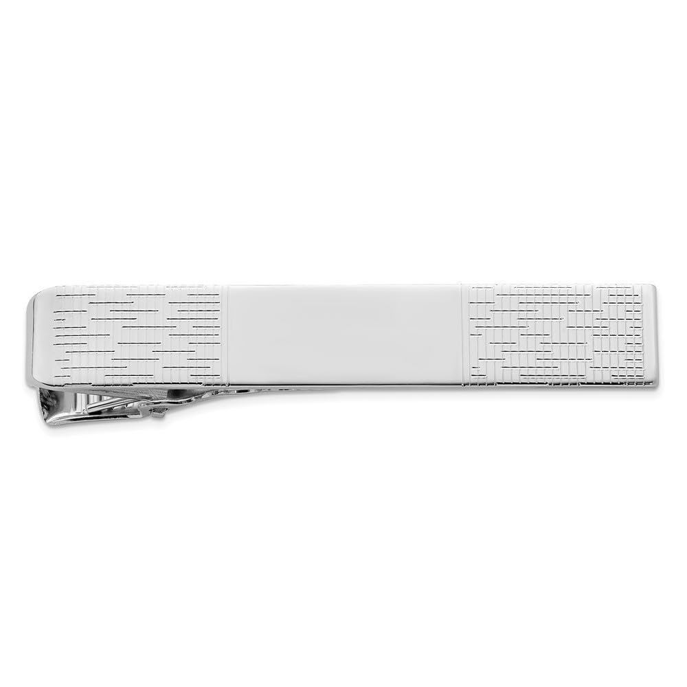 Rhodium Plated Kelly Waters Patterned Tie Bar for Men - Elegant Diamond2Deal Tie Clip for Weddings, Anniversaries & Birthdays - Perfect Formal Accessory for Suits & Tuxedos
