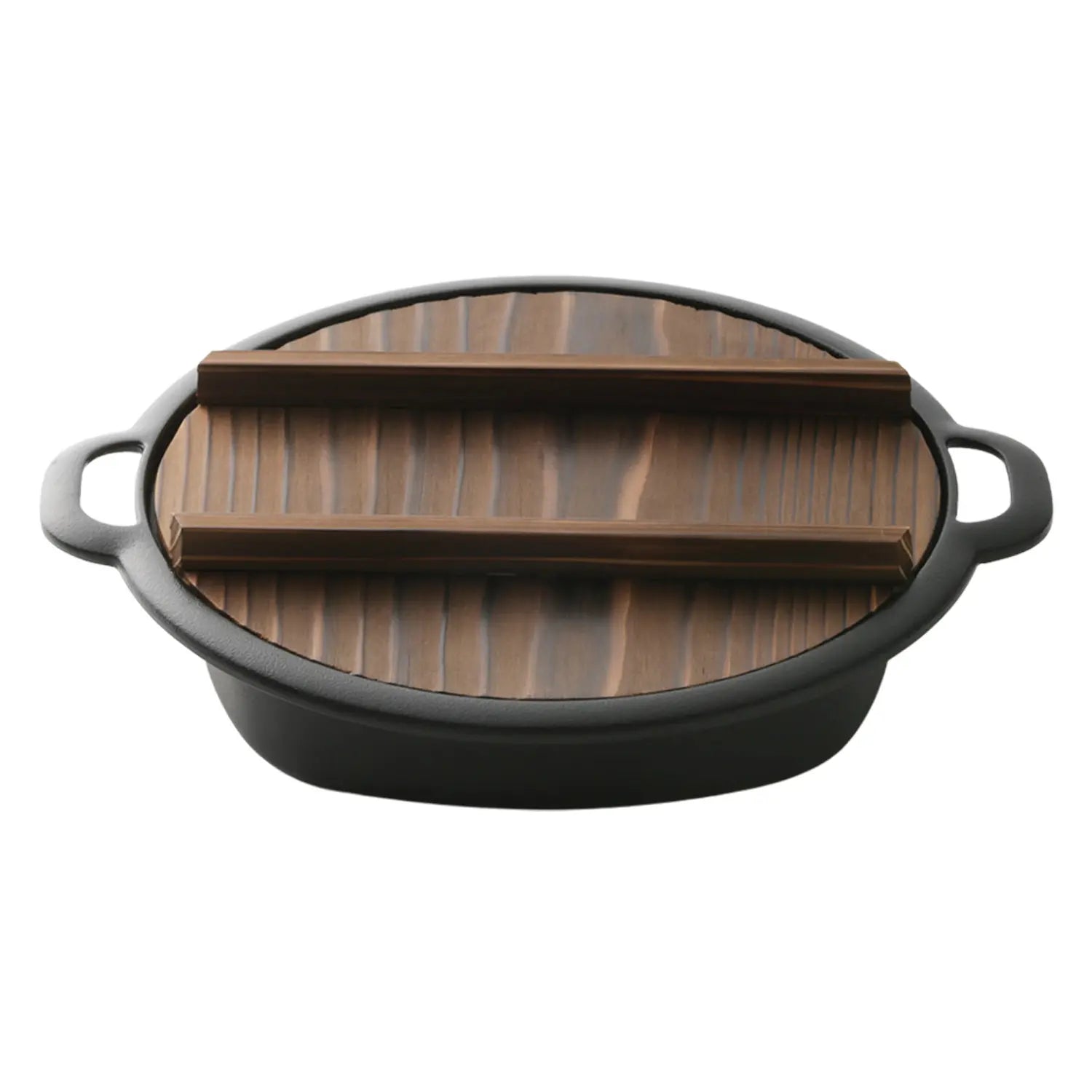 Premium Iwachu Nambu Cast Iron Sukiyaki & Gyoza Pan with Wooden Lid - Authentic Japanese Cookware for Hot Pot, Dumplings & Tabletop Cooking - Perfect for Home Dining & Entertaining