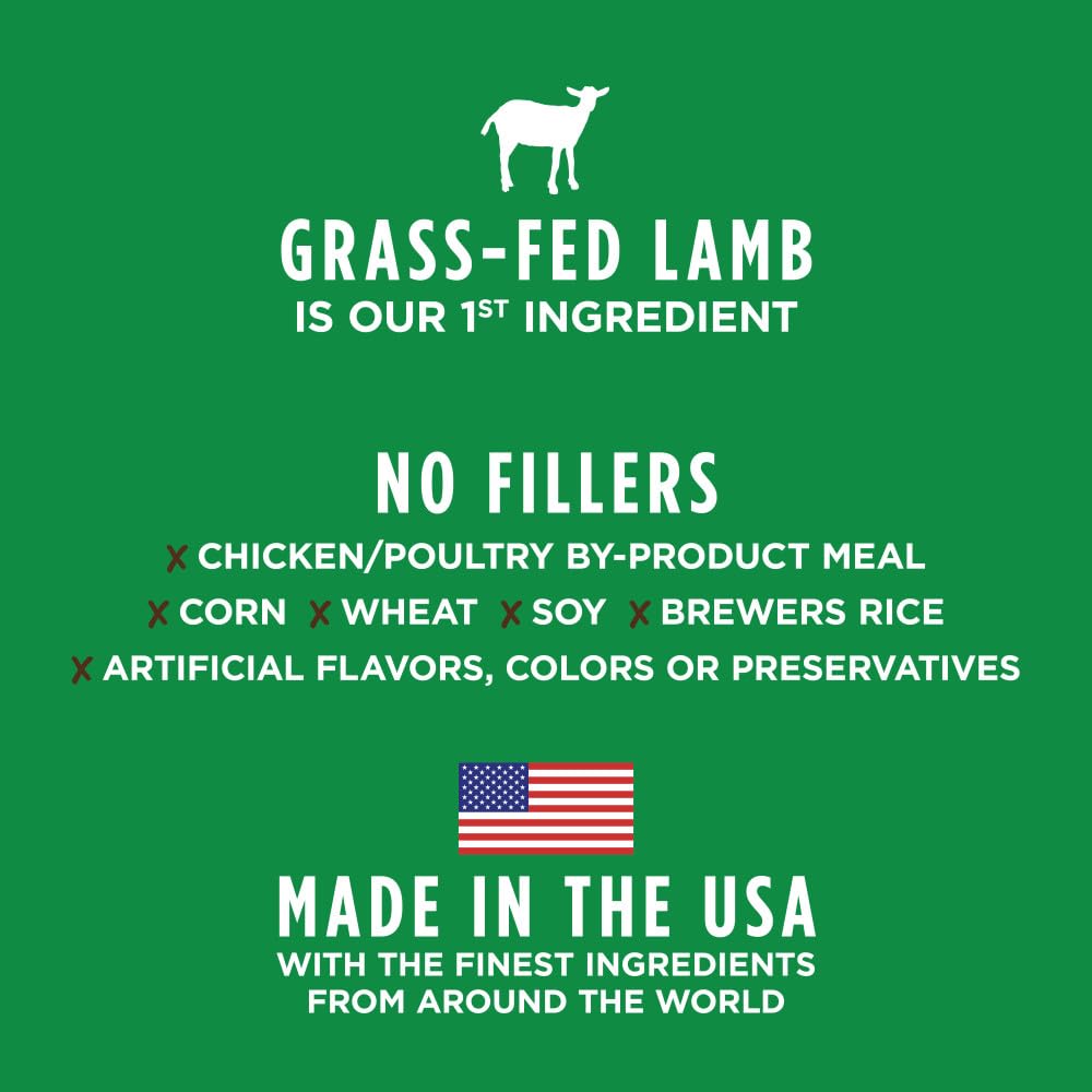Premium Lamb & Oatmeal Dry Dog Food for All Breeds - Natural Grain-Free Recipe, 24lb Bag - Supports Healthy Skin & Coat - Ideal for Adult Dogs & Sensitive Stomachs