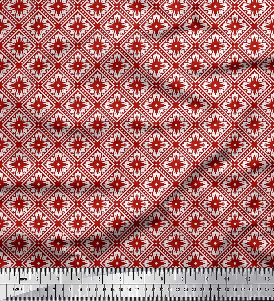 Soimoi Moss Georgette Brown Fabric by The Yard - 42 Inch Wide Floral Geometric Ethnic Print Fabric for Dresses, Curtains & DIY Crafts - Lightweight Versatile Material for Fashion & Home Decor