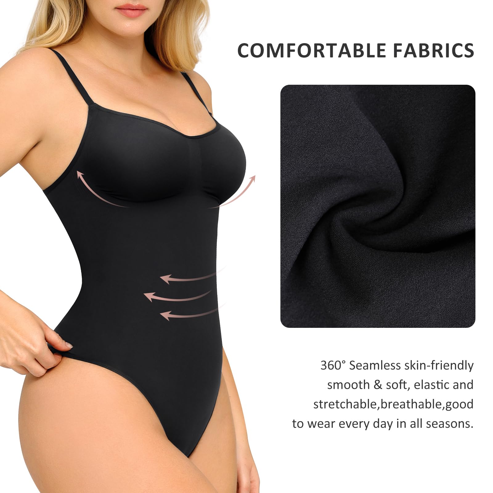 FeelinGirl High Waist Shapewear Bodysuit for Women - Tummy Control, Seamless Sculpting, Waist Trainer - Perfect for Wedding, Party & Everyday Wear
