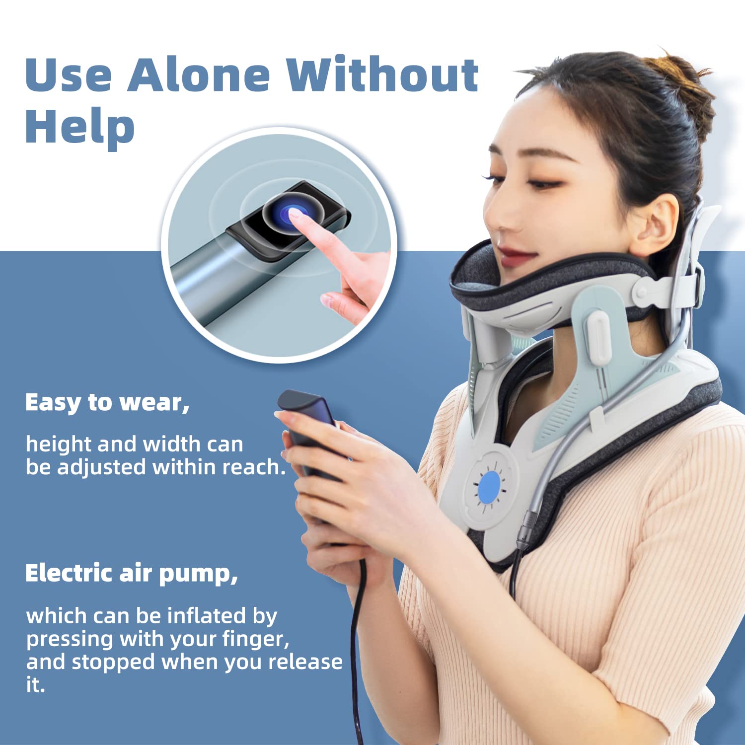 Electric Cervical Neck Traction Device for Home Use - Adjustable Neck Pain Relief with Air Pump - Perfect for Office Workers & Neck Pain Sufferers