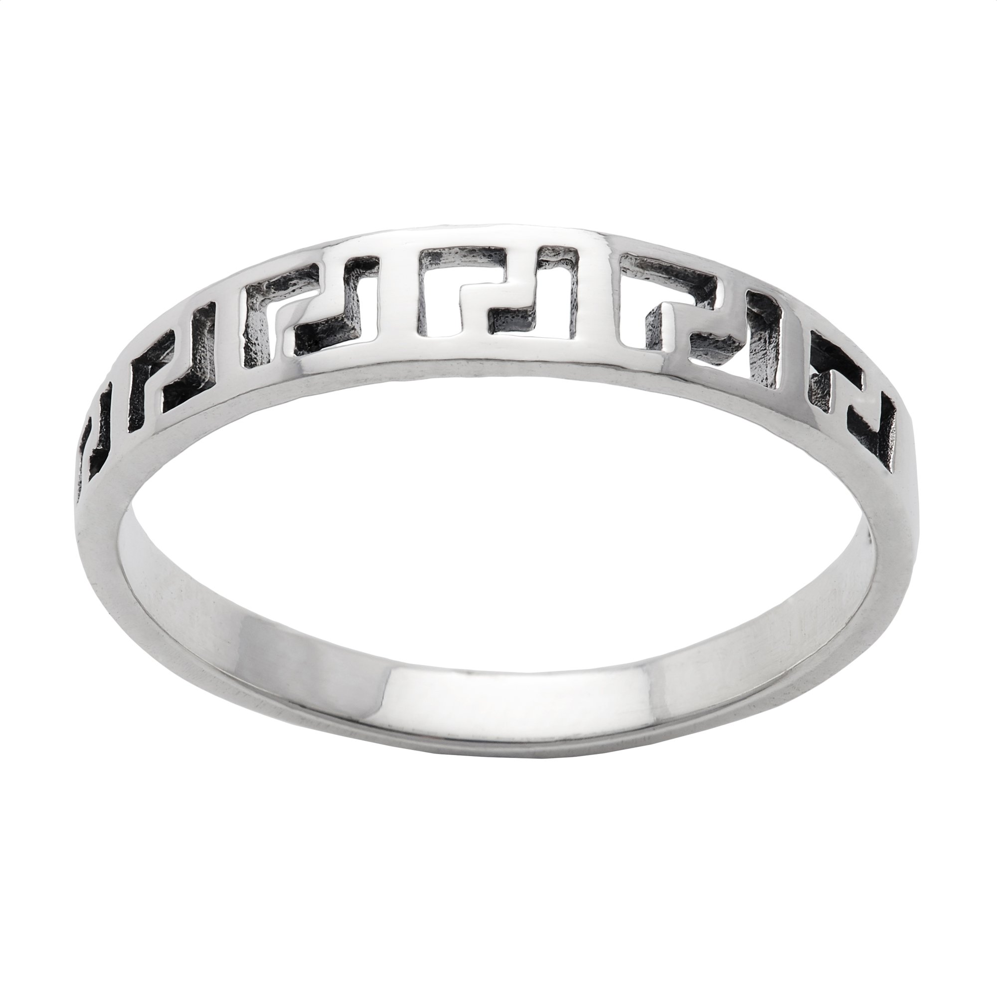 925 Sterling Silver Greek Key Open Band Ring for Women - Elegant Thin Stackable Promise Ring - Classic Minimalist Jewelry Gift for Her - Perfect for Weddings, Anniversaries & Everyday Wear