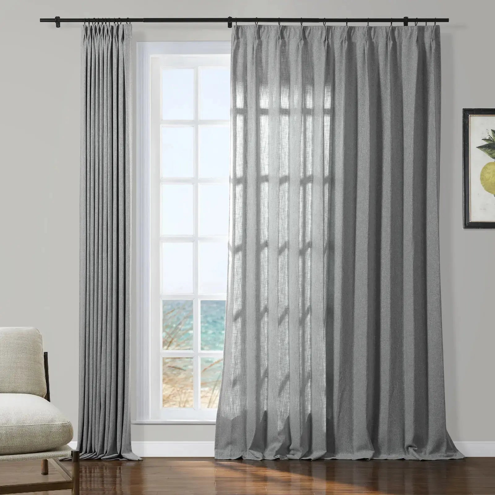 Stylish Sarai Textured Metallic Cotton Blend Pleated Curtains - Elegant Window Treatment for Living Room & Bedroom Decor