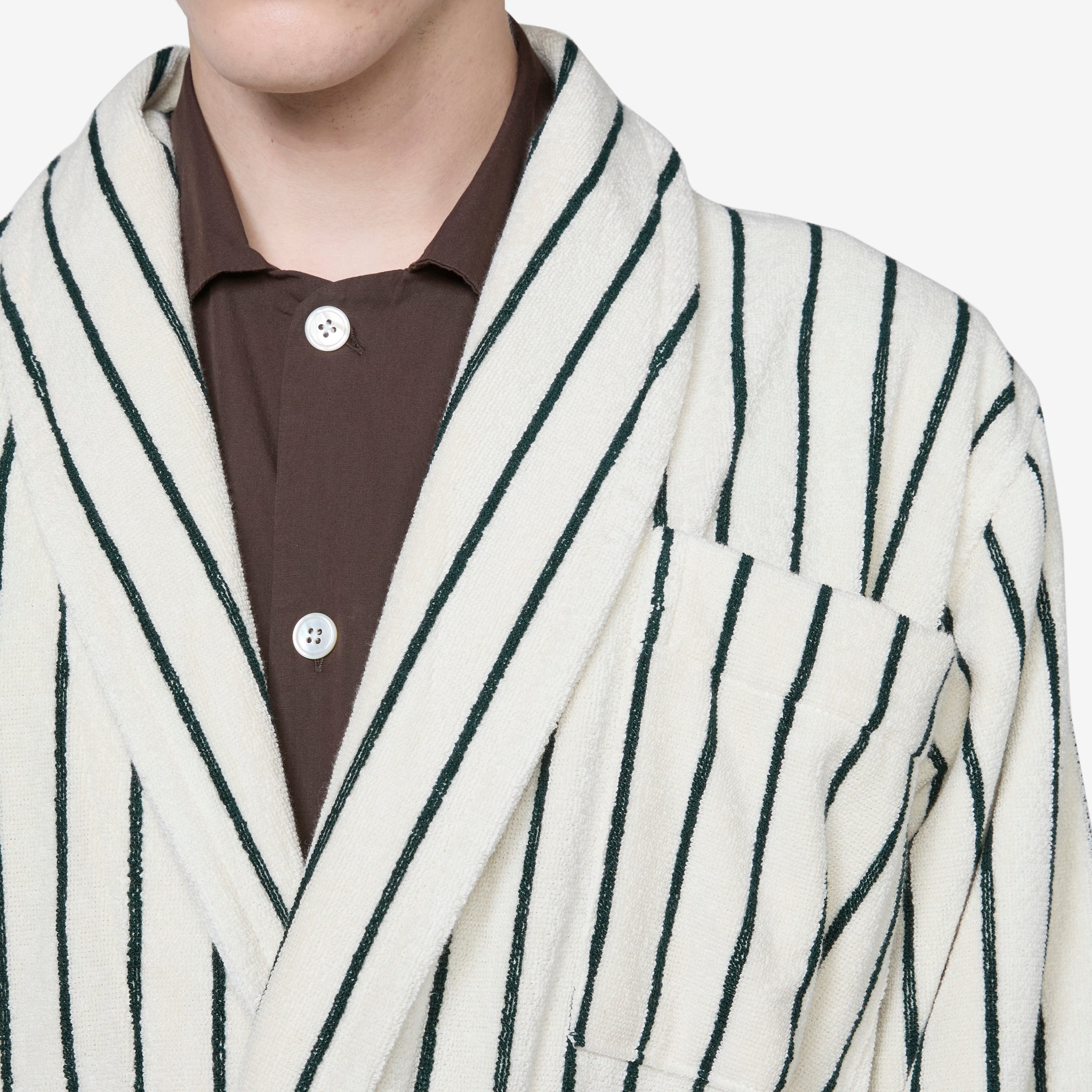Premium Classic Cotton Bathrobe for Men & Women - Soft Racing Green Stripes Design - Cozy Loungewear for Spa, Home & Hotel Use