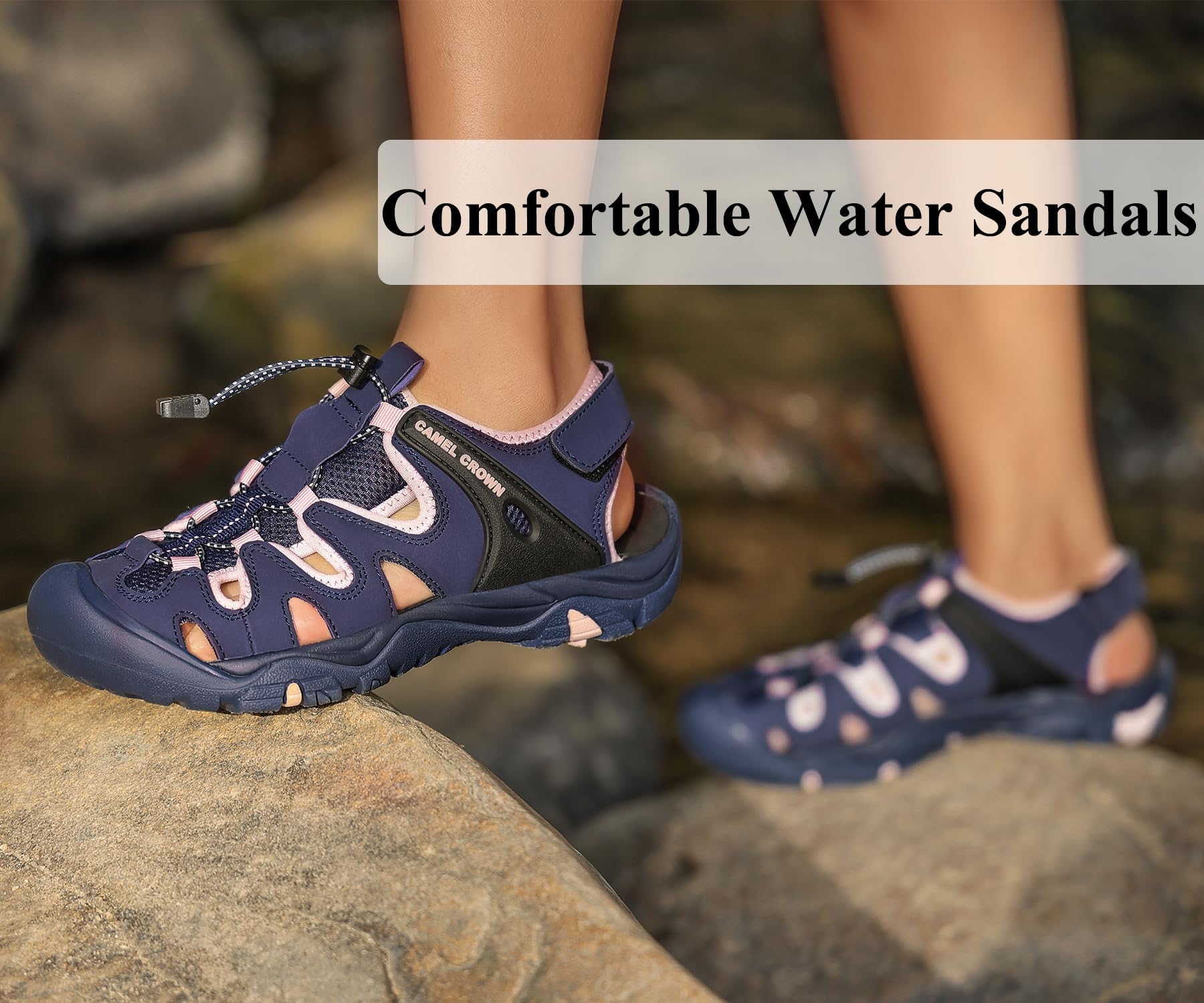 CAMEL CROWN Women's Hiking Sandals - Waterproof Closed Toe for Beach & Outdoor