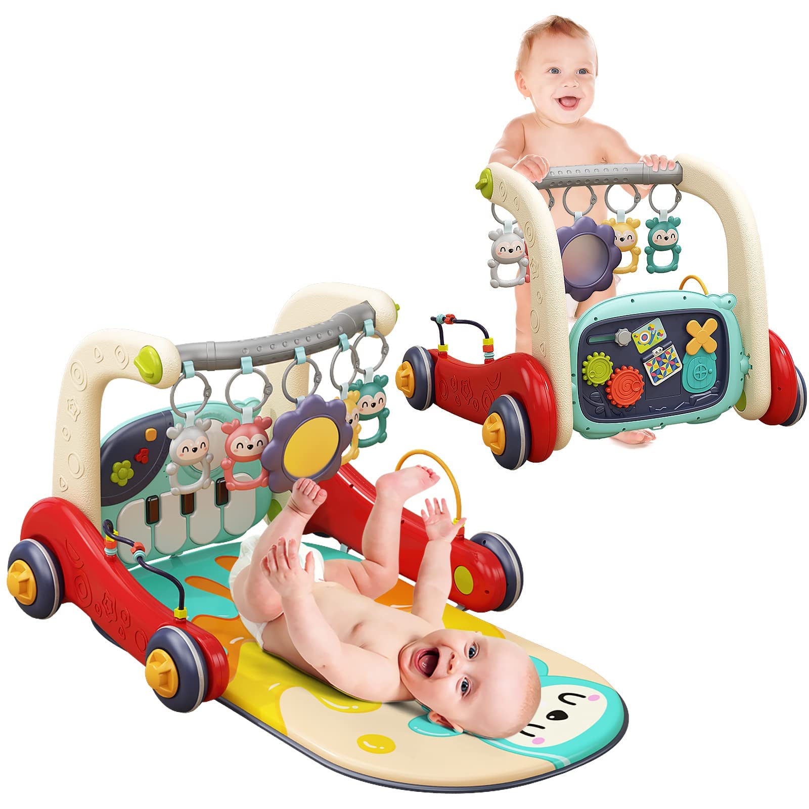 Baby Play Mat & Activity Gym with Piano, Tummy Time Floor Mat, Infant Walker & Seat - Developmental Toys for Newborns 0-12 Months | Perfect for Crawling, Learning & Playtime Gifts for Boys & Girls