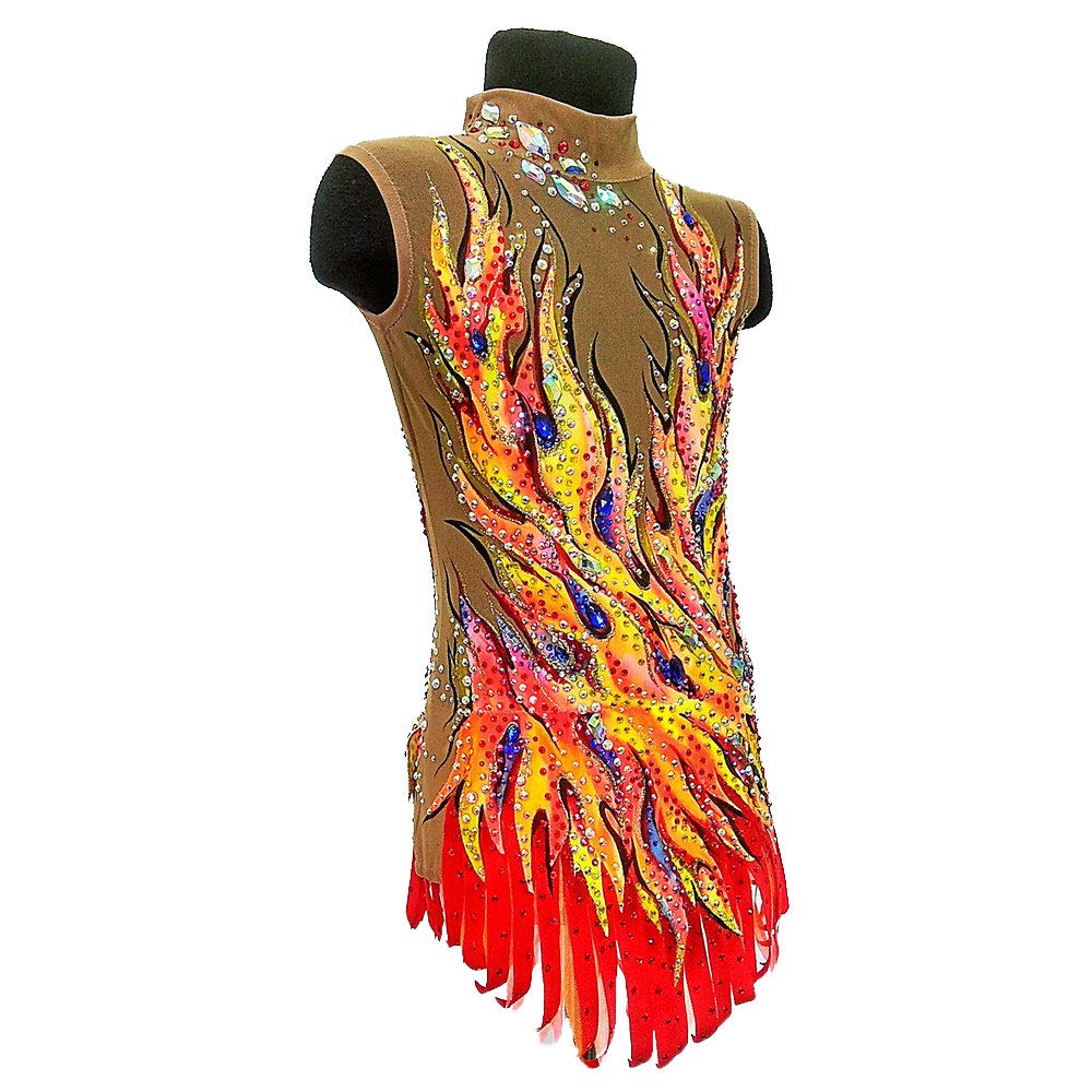 Women's & Girls' Rhythmic & Artistic Gymnastics Leotard - Red High Elasticity Handmade Sleeveless Dancewear for Competition & Performance | Perfect for Gymnastics, Ballet, Dance Shows & Training