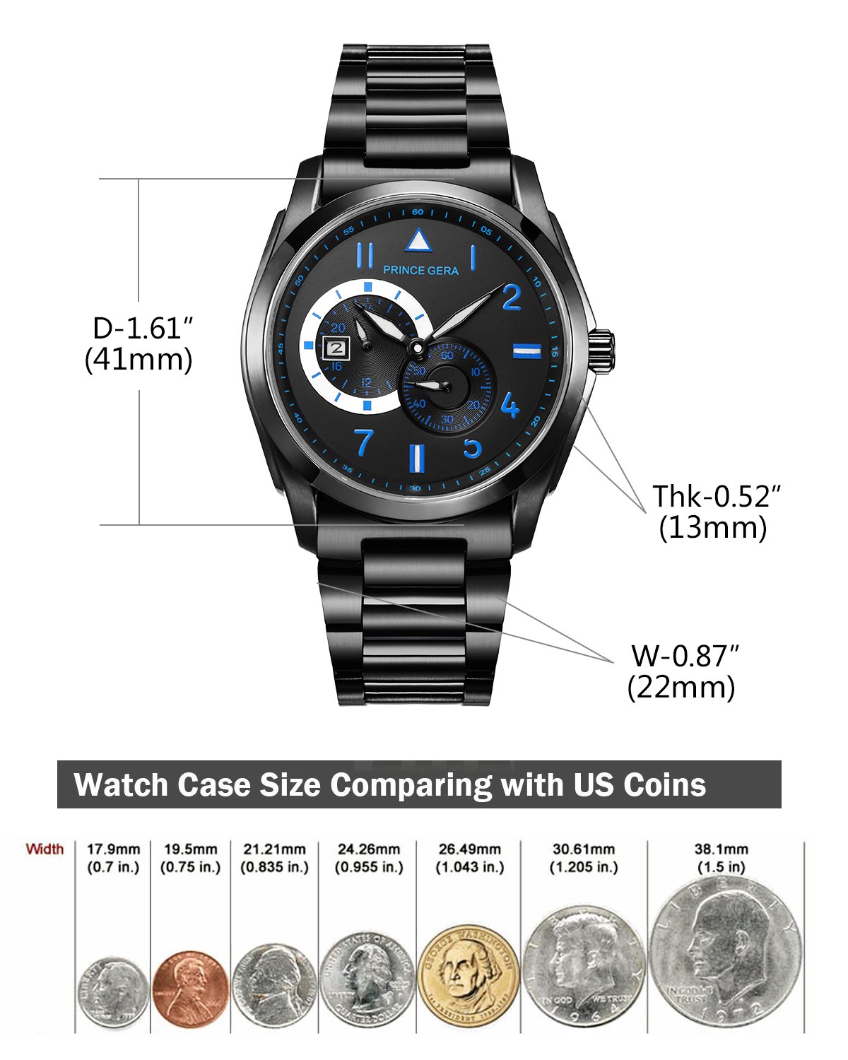 Men's Black Sports Stainless Steel Analog Mechanical Wrist Watch - Waterproof, Durable & Stylish for Outdoor Activities, Work & Christmas Gifts