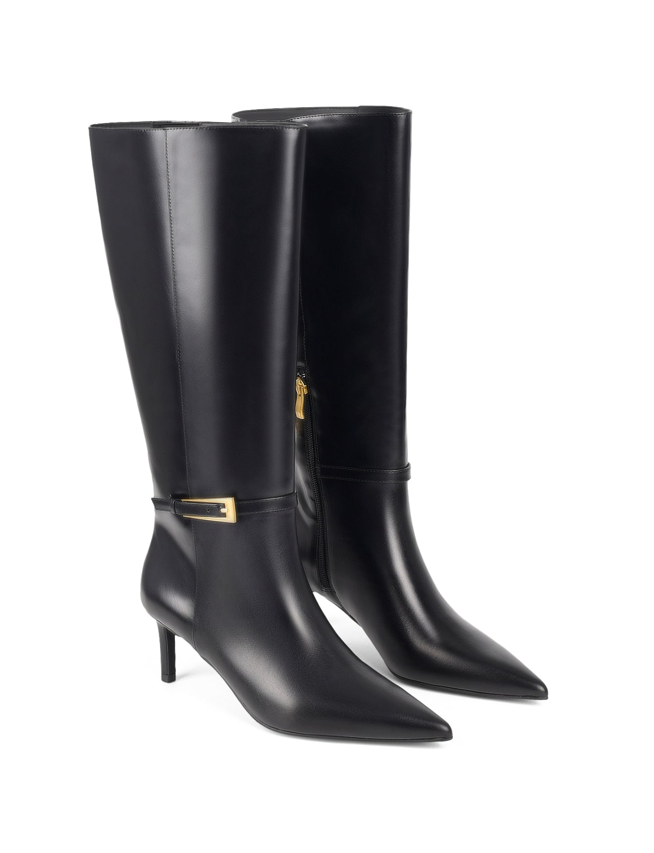 Drake Stiletto Long Boots for Women - Black High Shine Leather Knee High Boots - Perfect for Party, Night Out & Formal Occasions
