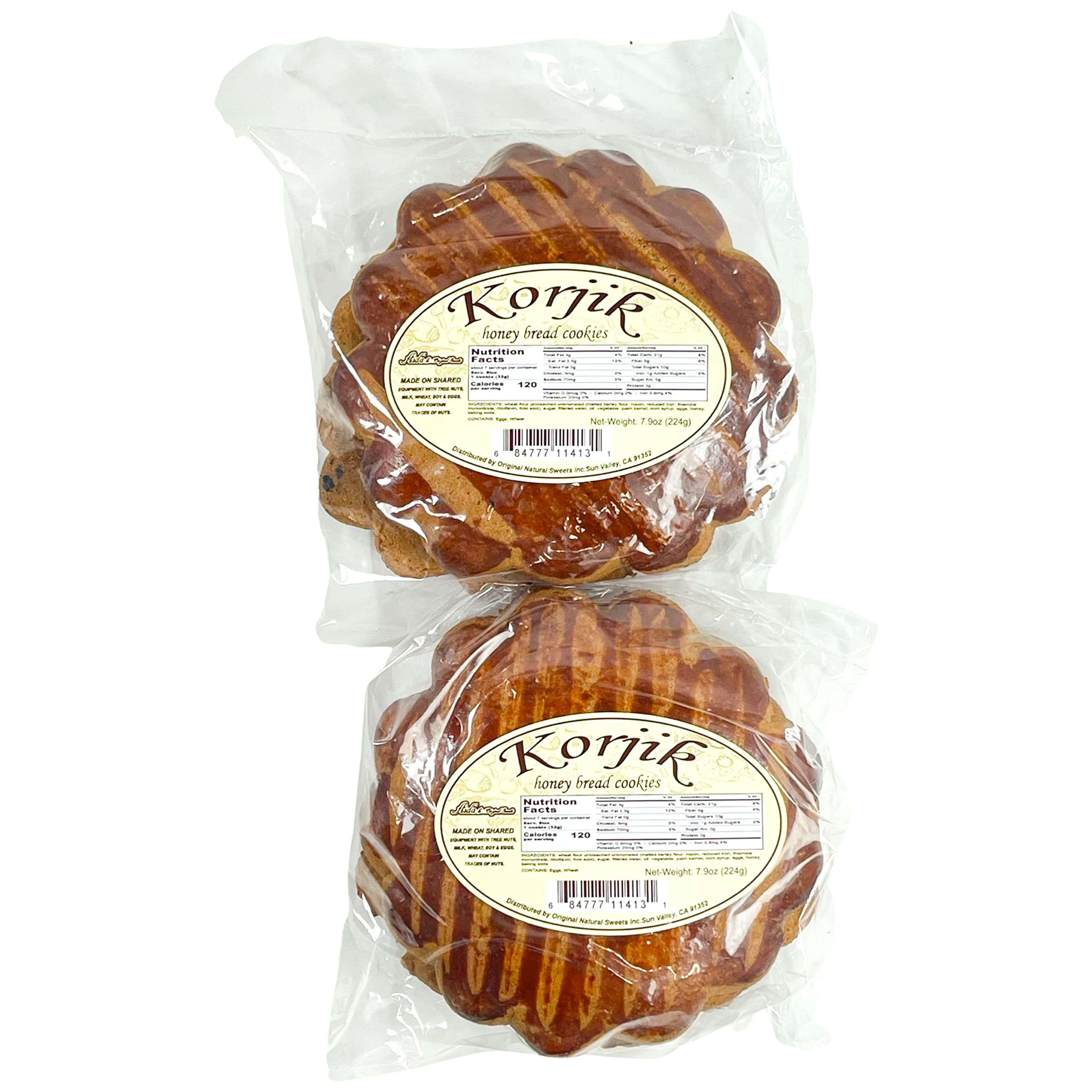 Korjik Honey Bread Cookies - Pack of 2 (15 oz / 425g) | Sweet Russian Tea Biscuits | Perfect for Breakfast, Snacking & Gift Giving