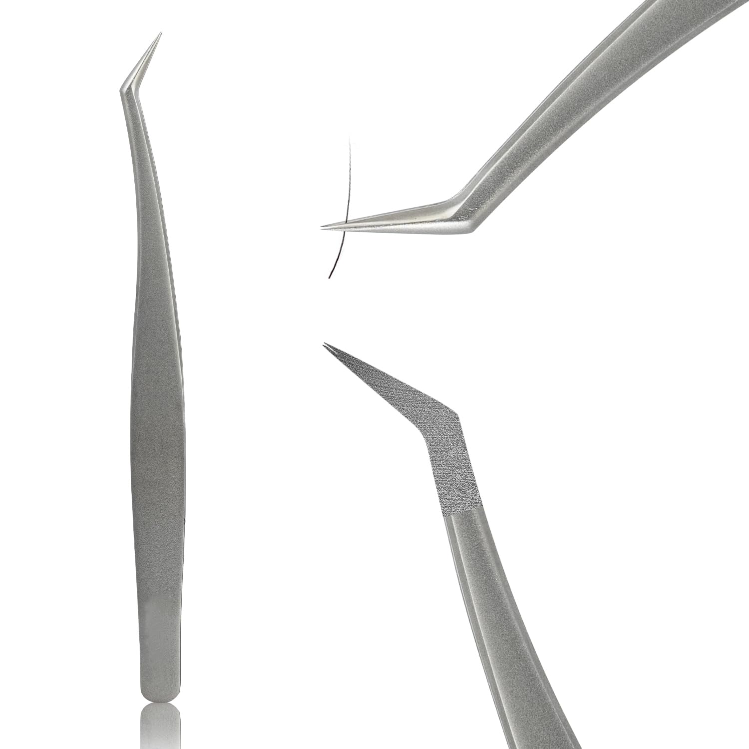 Professional Stainless Steel Eyelash Extension Tweezers - High Precision Fiber Tip Lash Tweezers for Classic & Volume Extensions | Anti-Static Salon Tools for Perfect Lash Application | Ideal for Professional Stylists & DIY Beauty Enthusiasts