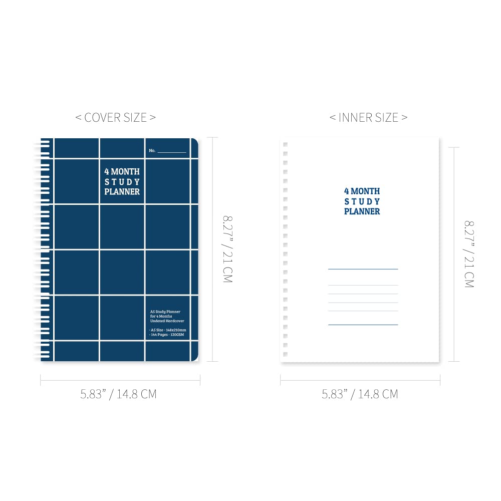 Monolike Checkers 4-Month Academic Study Planner - Weekly & Monthly Organizer for Students | Navy Blue Planner for School, College & University | Perfect for Exam Preparation & Time Management