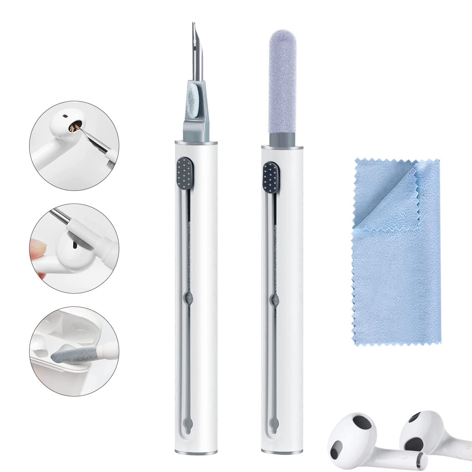 Premium AirPods Cleaning Kit - Multi-Function Cleaning Pen with Soft Brush & Flocking Sponge for AirPods Pro 1/2/3, Bluetooth Earbuds, Charging Cases & Smartphones - Perfect for Home, Office & Travel Use (1 Piece)