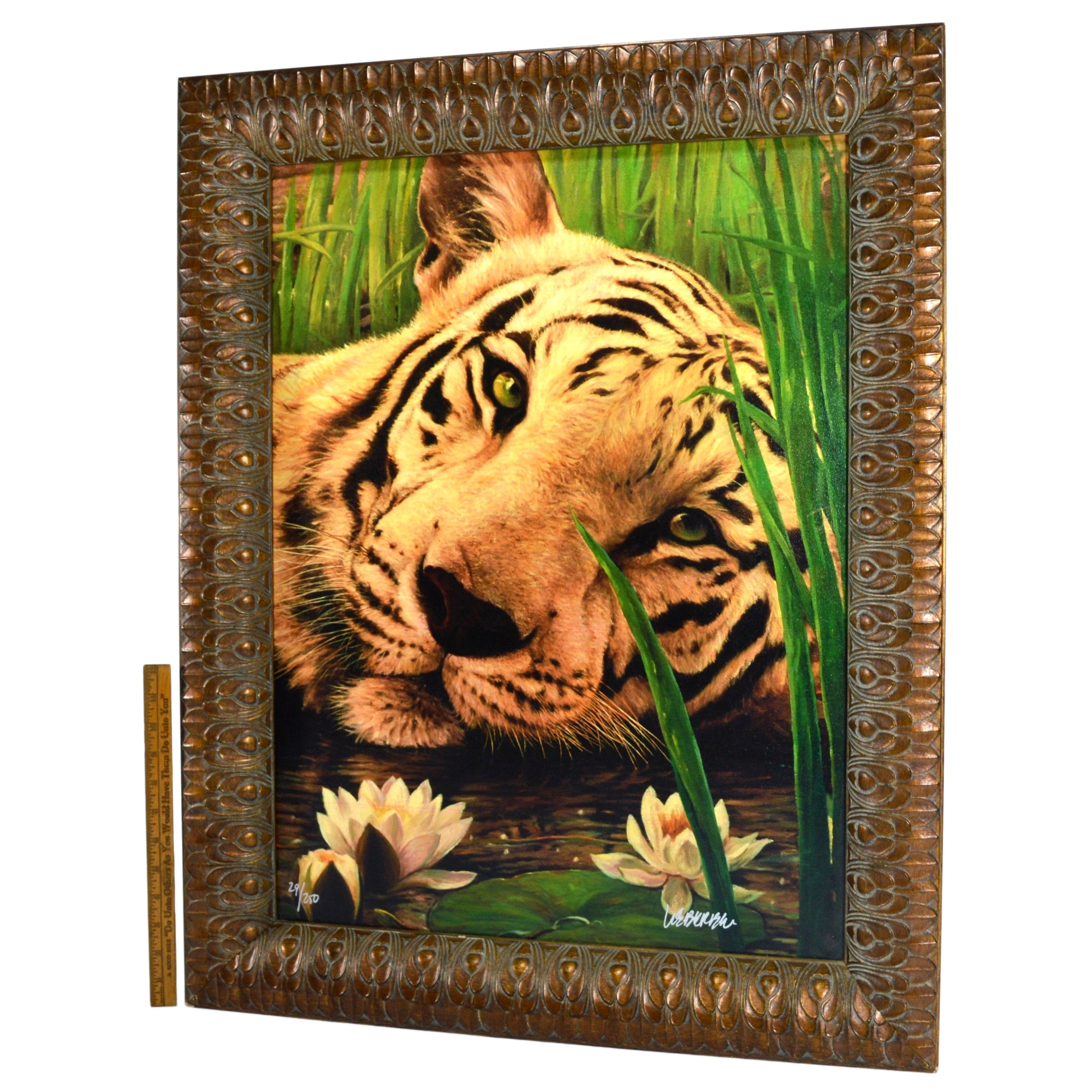 Original Signed Lazy Bengal Tiger Giclee Print on Canvas #29/250 by Weber - Perfect for Home Decor, Office Art & Wildlife Enthusiasts