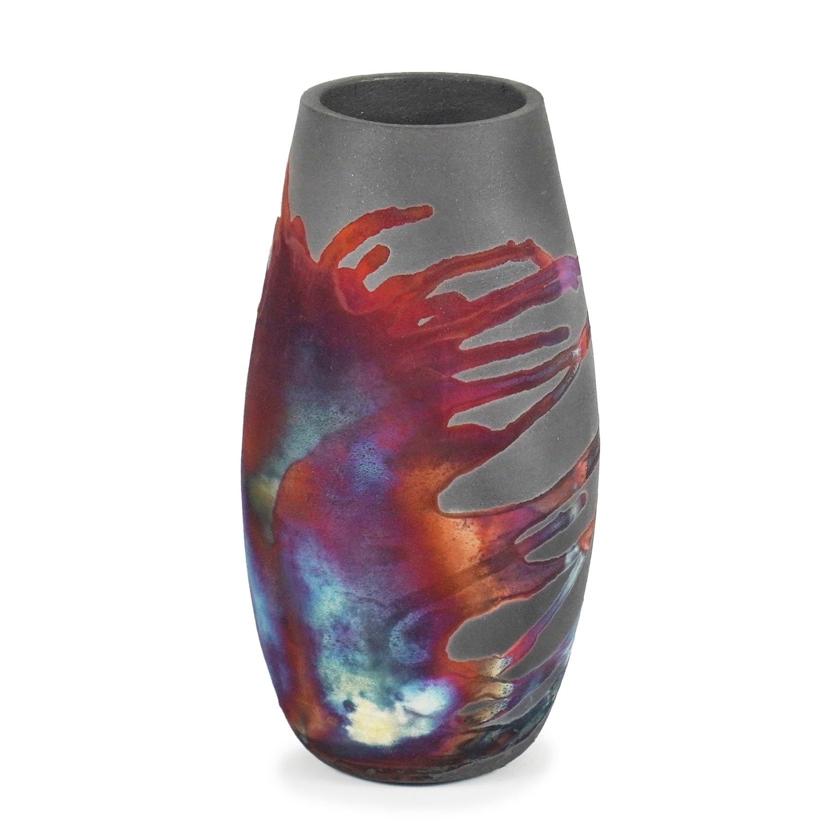 Handmade 6 Inch Raku Ceramic Vase - Boho Home Decor, Unique Pottery Gift for Women, Mothers, Bridesmaids - Wedding, Housewarming & Birthday Present - Perfect for Living Room, Bedroom or Office Decor