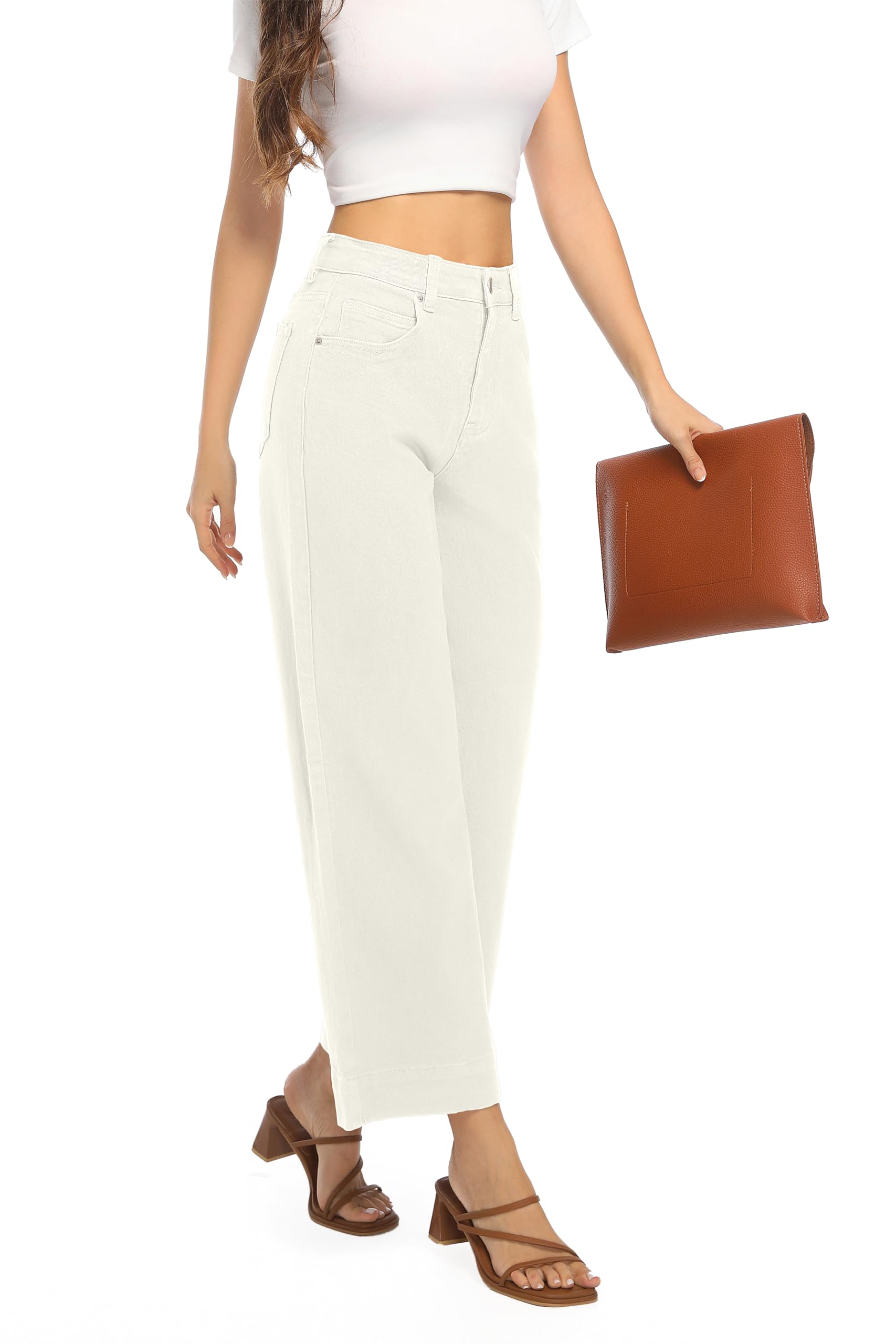 Women's High Waisted Stretchy Jeans - Wide Leg, Baggy, Loose Fit Trendy Denim Pants for Casual Wear & Street Style Outfits