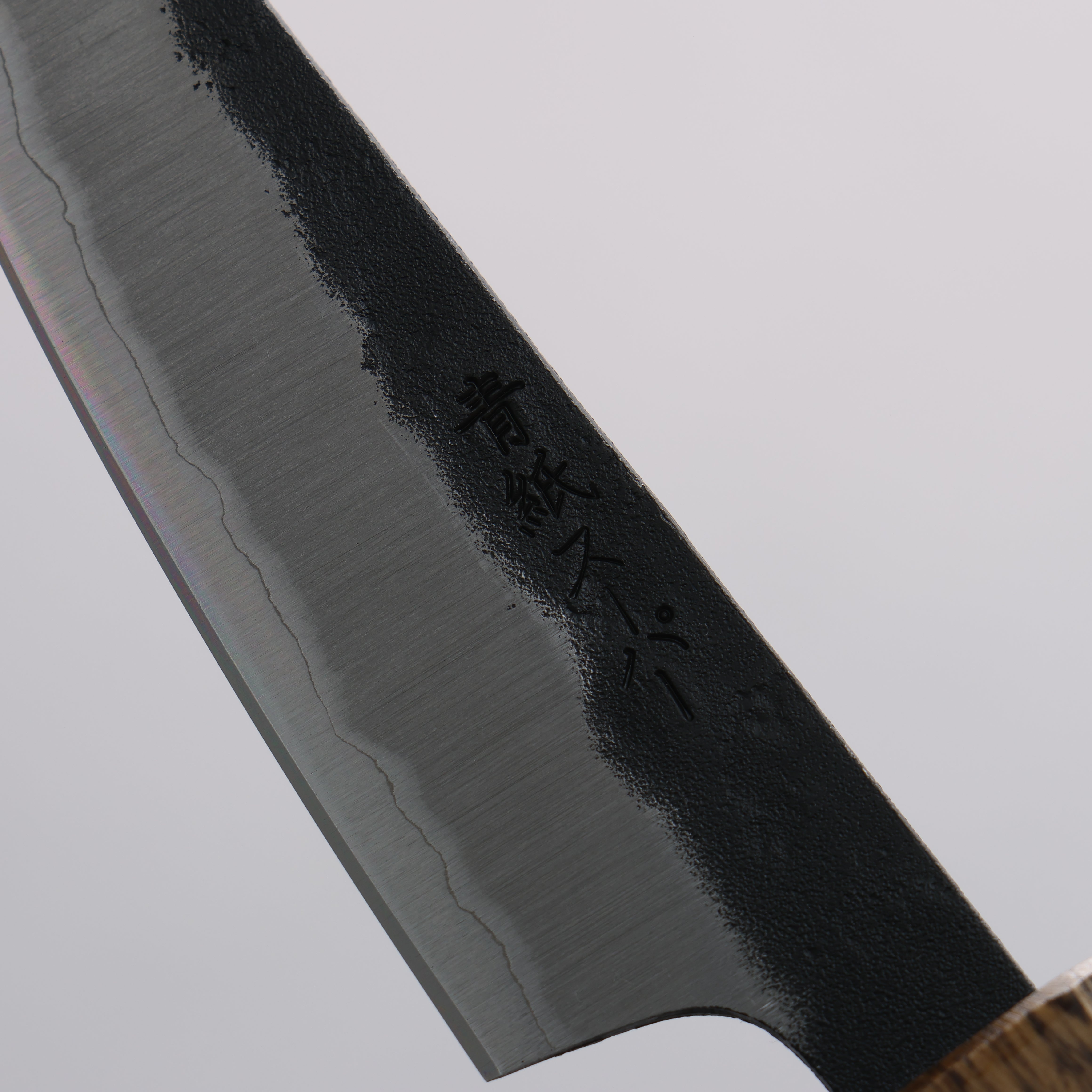 Oul Blue Super Black Nashiji Petty Utility Knife 80mm with Oak Handle - Perfect for Home Cooking, Slicing Fruits & Vegetables, and Professional Chef Use