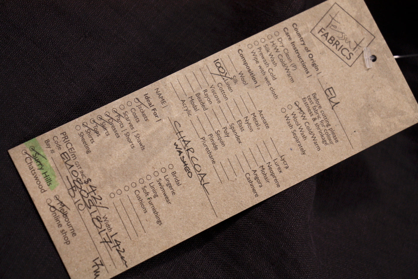 Premium Charcoal Washed Linen Fabric - Soft & Breathable for Clothing, Dresses, and Home Decor | Perfect for Summer Outfits & Boho Chic Style