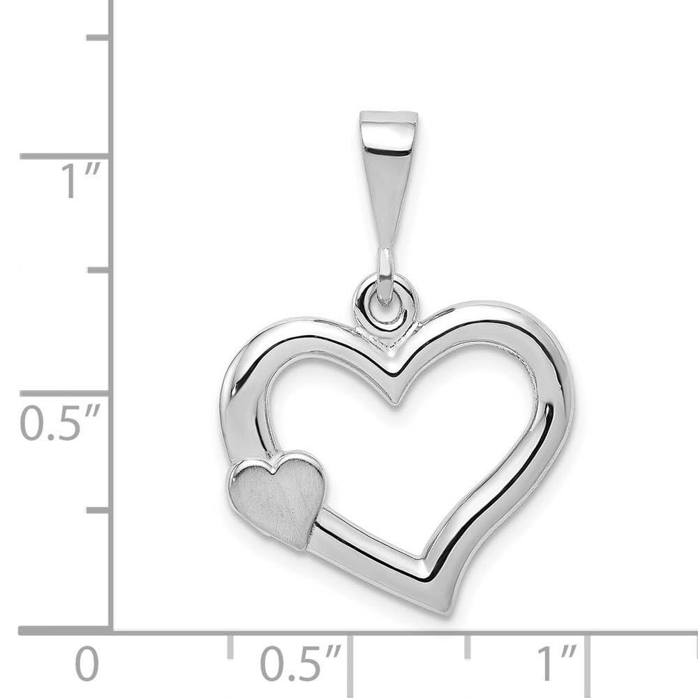 14k White Gold Black Bow Heart on Heart Pendant Necklace - 19mm Elegant Jewelry Gift for Women, Perfect for Valentine's Day & Anniversary