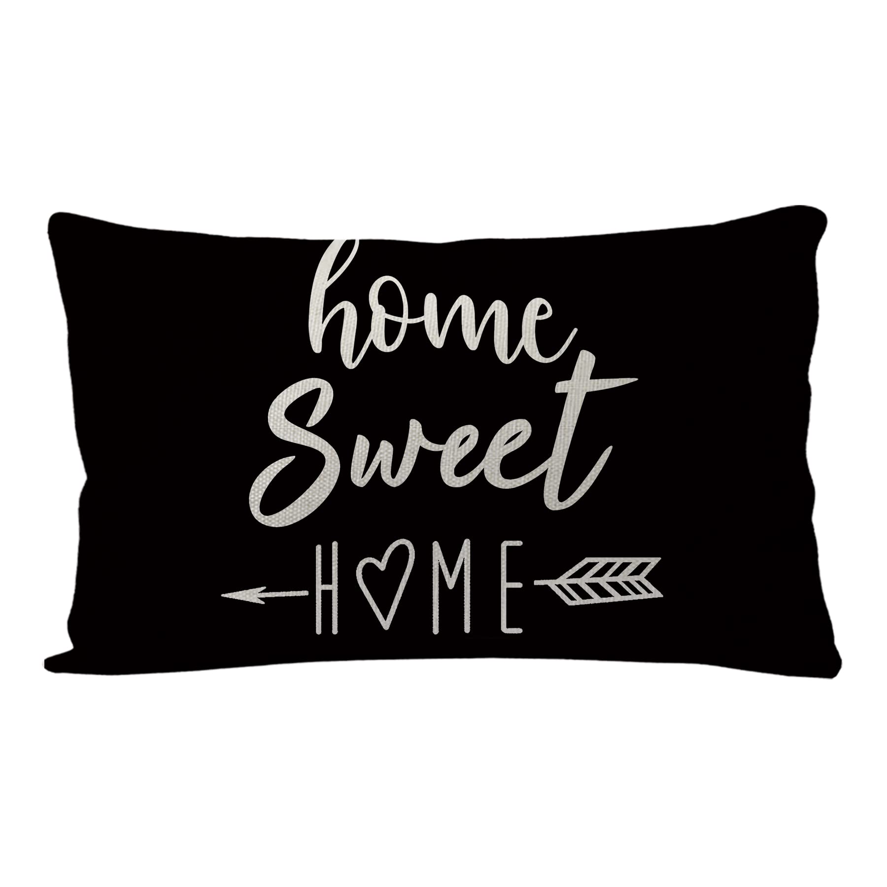 Farmhouse Pillow Covers 12x20 Inch - Black Home Sweet Home Quotes Rectangular Cushion Cover for Sofa, Bed, Chair - Farmhouse Decor, Housewarming Gifts, New Home Essentials - Cozy Living Room & Bedroom Accent