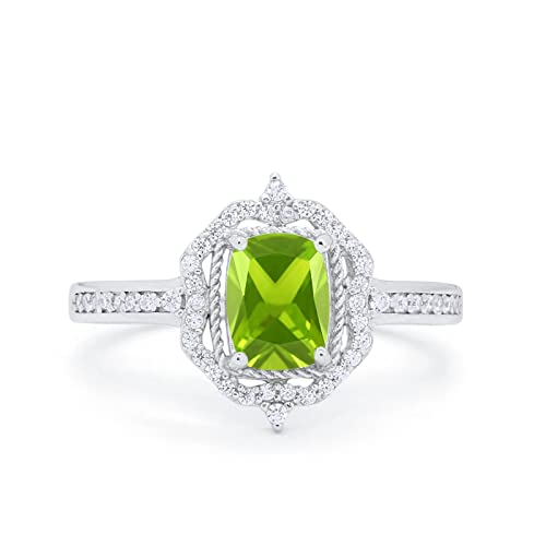 14K White Gold Simulated Peridot CZ
