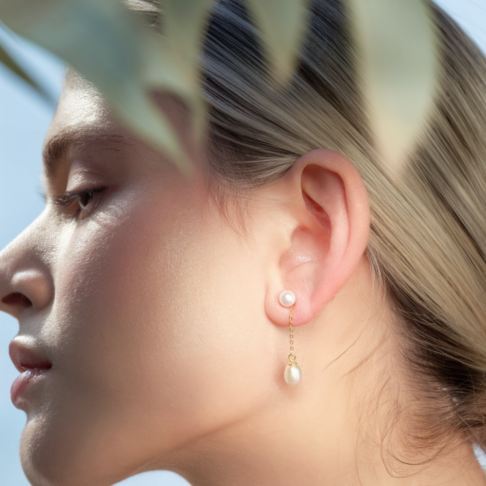 Elegant Two-Way Freshwater Pearl Earrings for Women – Perfect for Weddings, Parties & Special Occasions