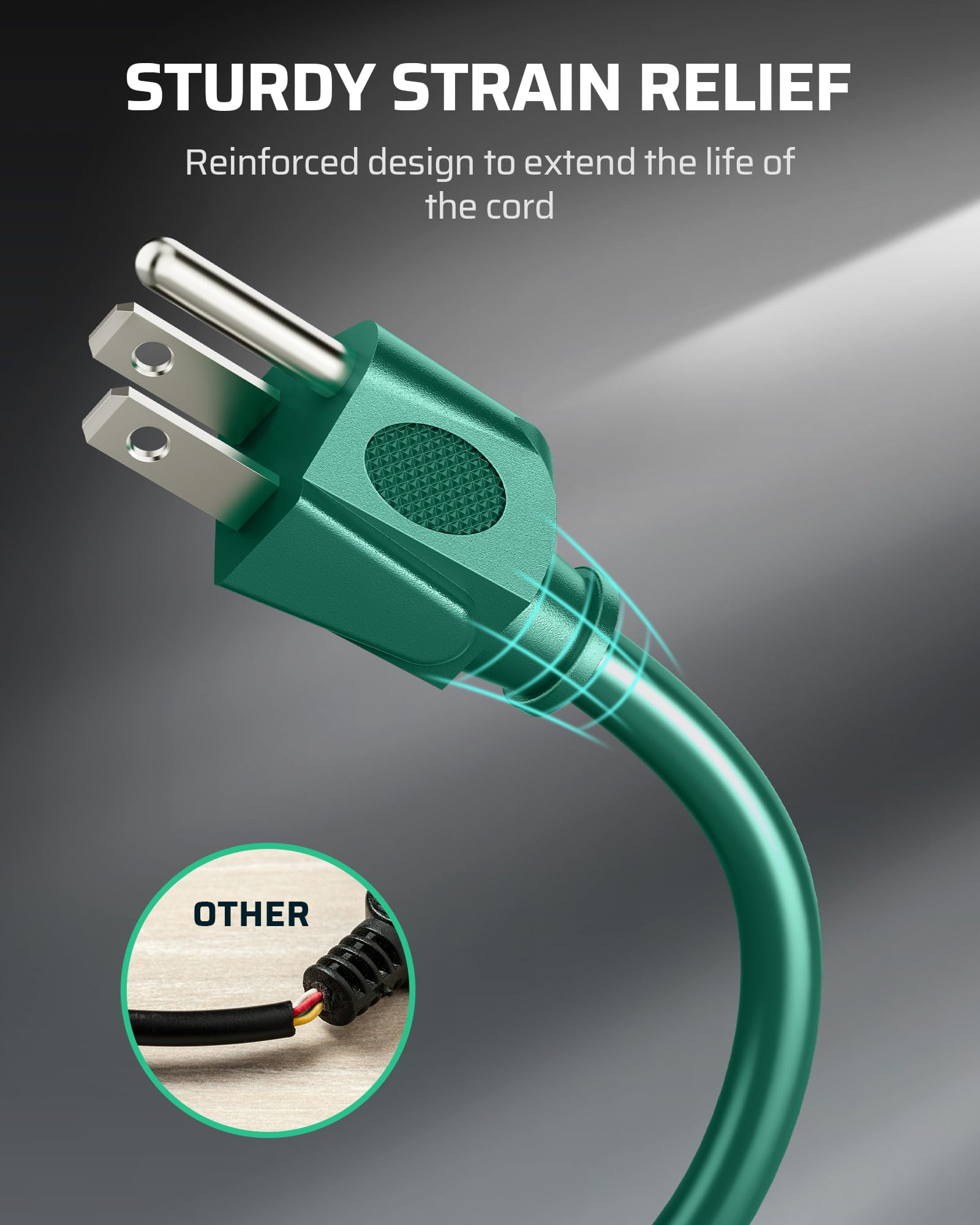 DEWENWILS 25 FT Green Outdoor Extension Cord Splitter - Weatherproof 16/3 SJTW Power Cable for Christmas Lights, Halloween Decorations & Landscape Lighting - ETL Certified (2-Pack) - Perfect for Holiday Displays, Garden Parties & Outdoor Events