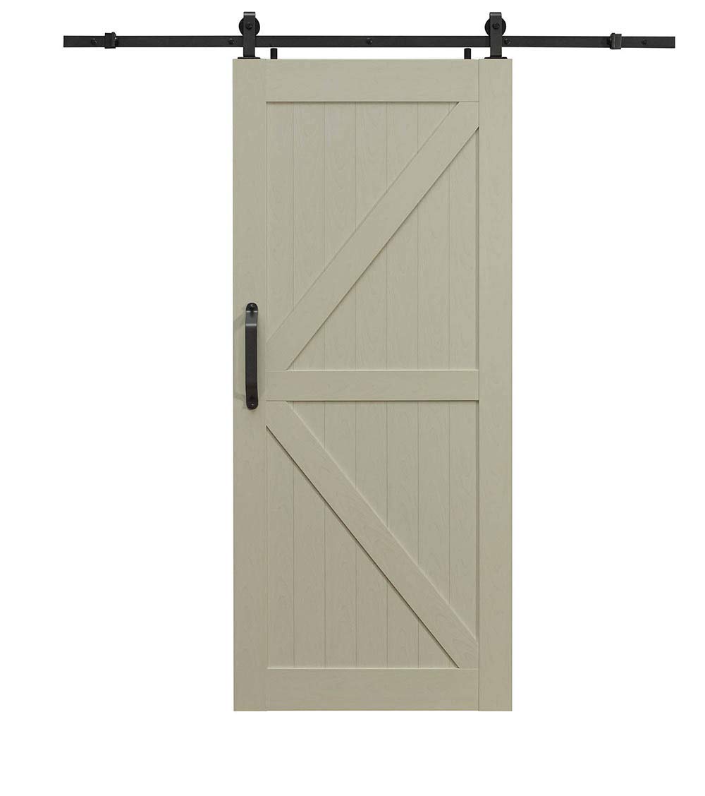Montana Ready-to-Assemble PVC Barn Door Kit 42x84 Inches - White Ash Finish | Easy Installation Sliding Barn Door Hardware for Bedroom, Closet & Farmhouse Style Homes