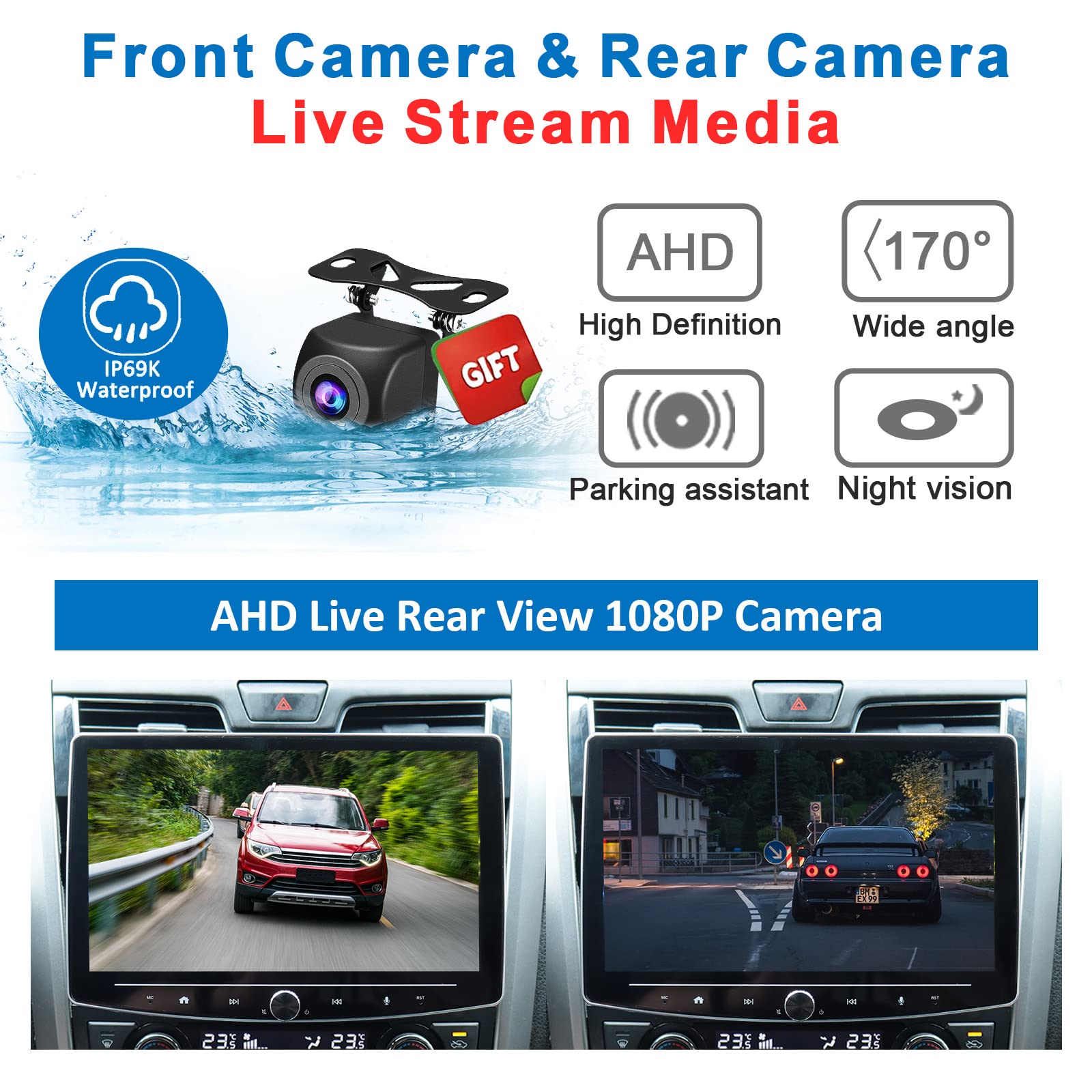 10 Inch Double Din Car Stereo with Wireless CarPlay & Android Auto - 2GB RAM 32GB ROM Detachable Touchscreen Android Head Unit - Bluetooth, AM/FM, GPS Navigation, WiFi, Backup Camera - Perfect for Road Trips & Daily Commuting