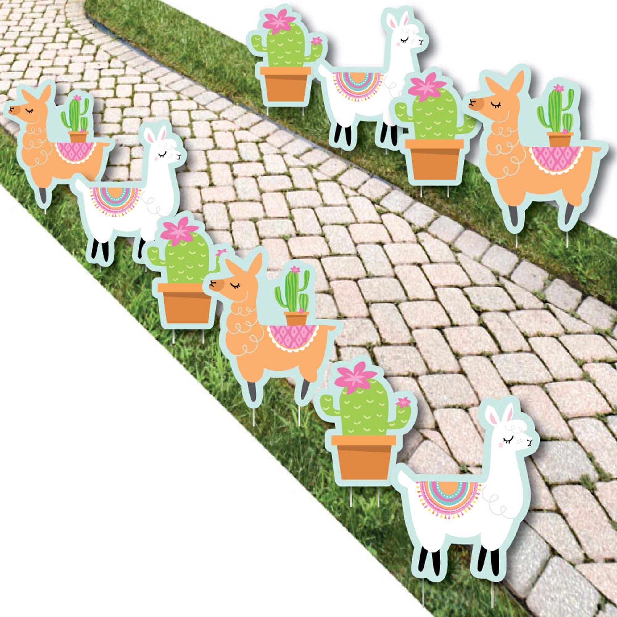 Big Dot of Happiness Whole Llama Fun - 10-Piece Outdoor Lawn Decorations Set for Llama Fiesta, Baby Showers & Birthday Parties - Perfect for Backyard Celebrations and Garden Decor