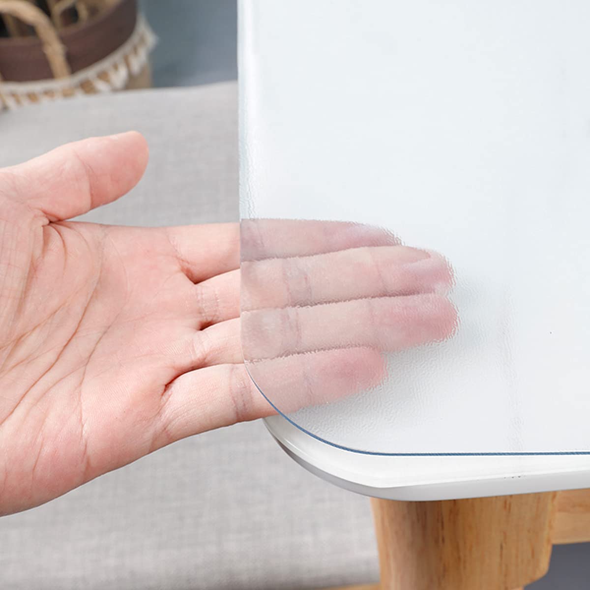 Royhom 2mm Thick Frosted Plastic Table Cover Protector - 60 x 36 Inch Waterproof & Oil-Proof Dining Table Protector for Kitchen, Restaurant, and Home Use