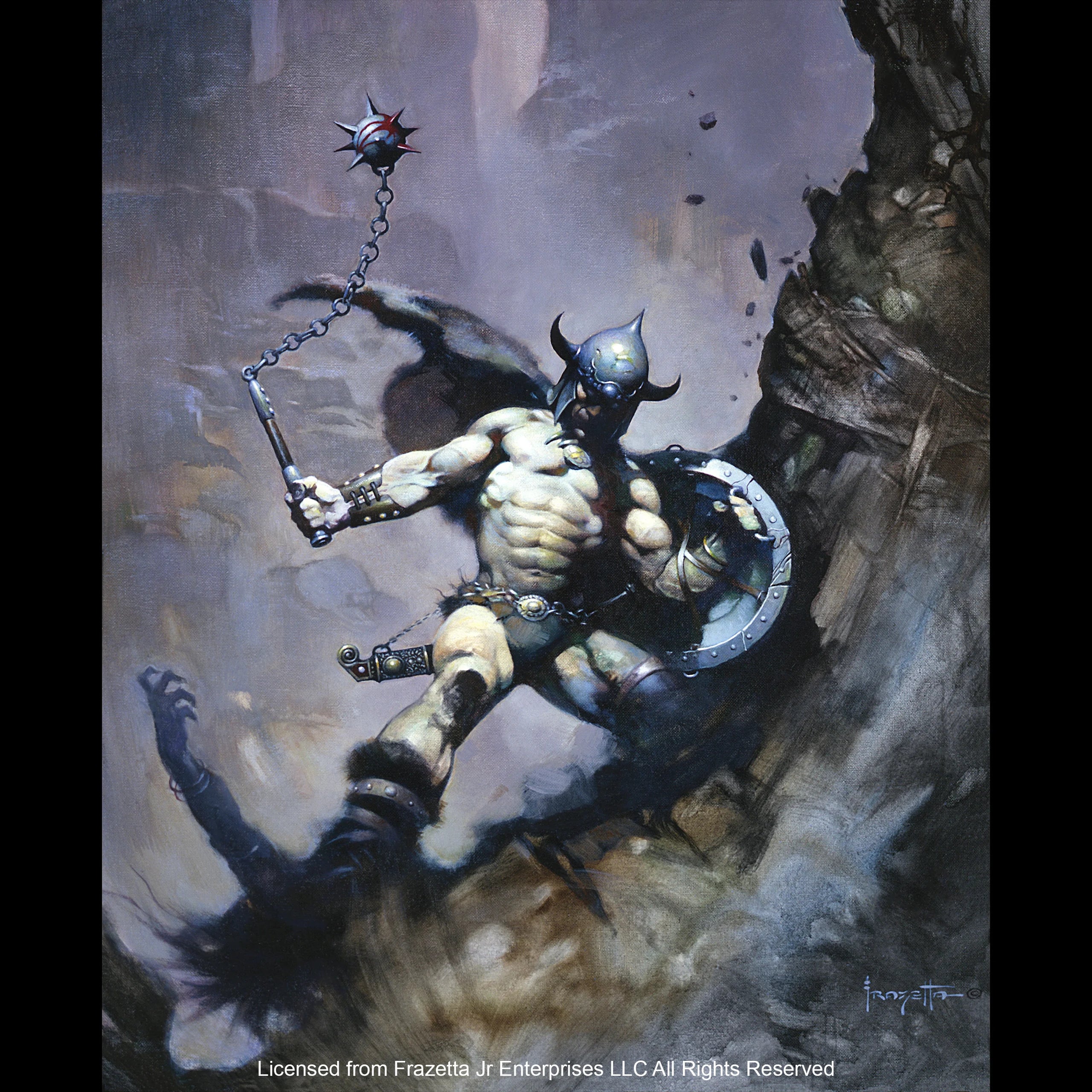 Savage Crucible: Frazetta's Warrior with Ball and Chain - Fantasy Action Figure for Collectors, D&D Enthusiasts & Home Decor - Perfect for Display, Gaming & Gift Giving