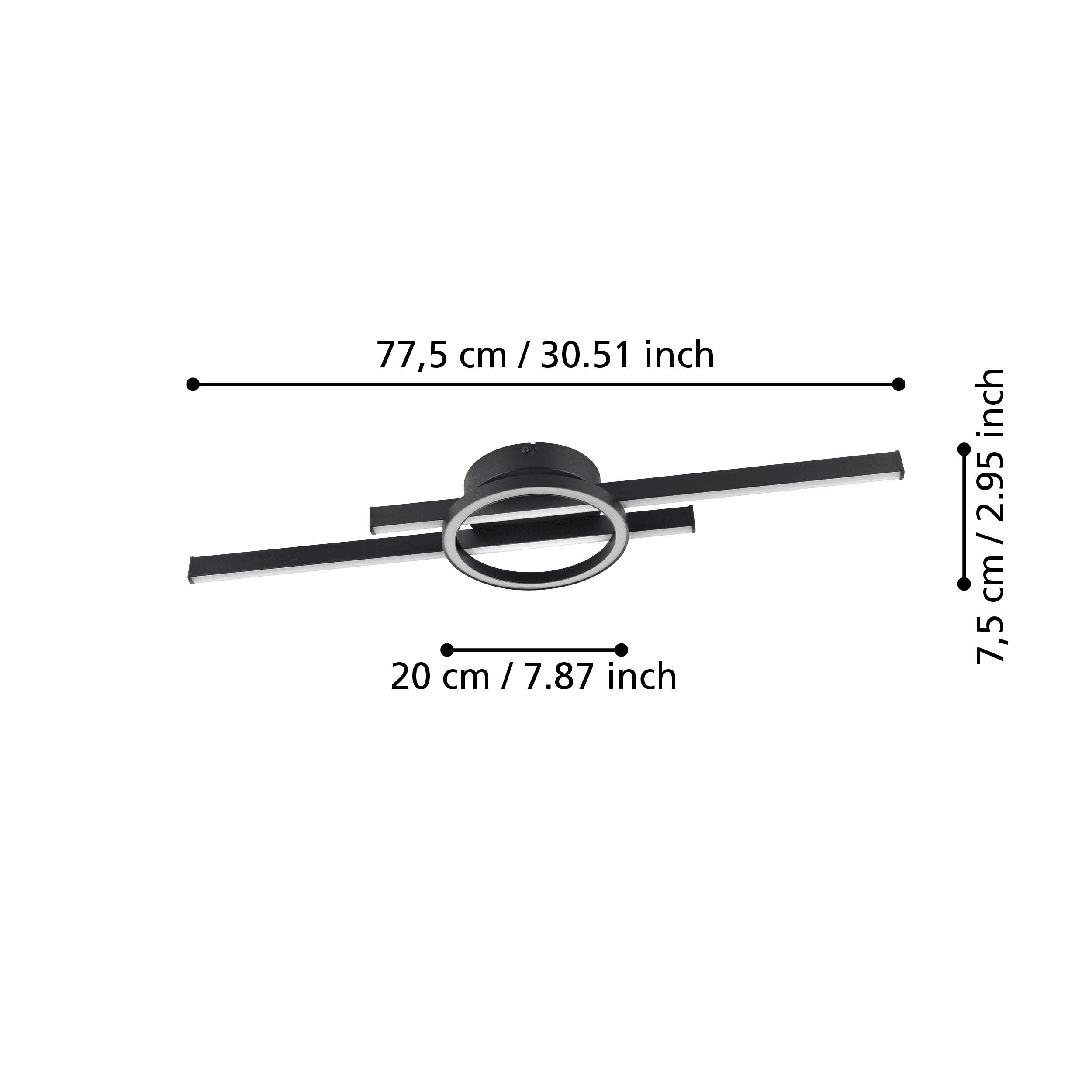 Eglo Amandolo Black LED Flush Mount Ceiling Light Fixture - Modern Dimmable Lighting for Bedroom, Kitchen, Hallway & Living Room