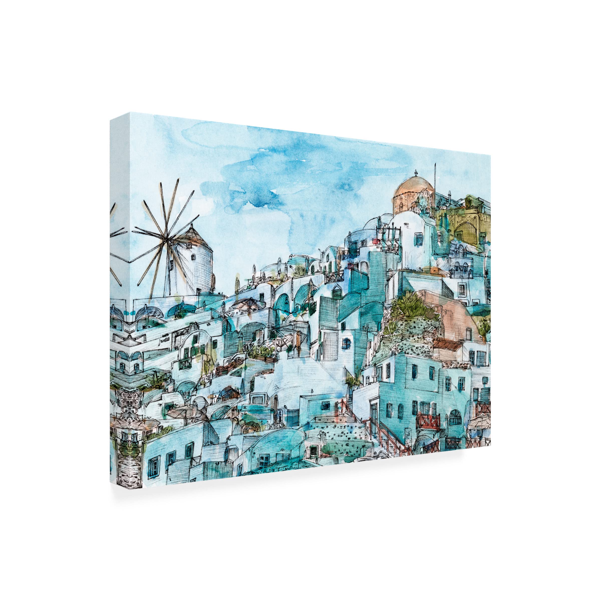 Trademark Fine Art 'Secret Greece II' Canvas Wall Art by Melissa Wang - Stunning Landscape Painting for Living Room, Bedroom & Office Decor