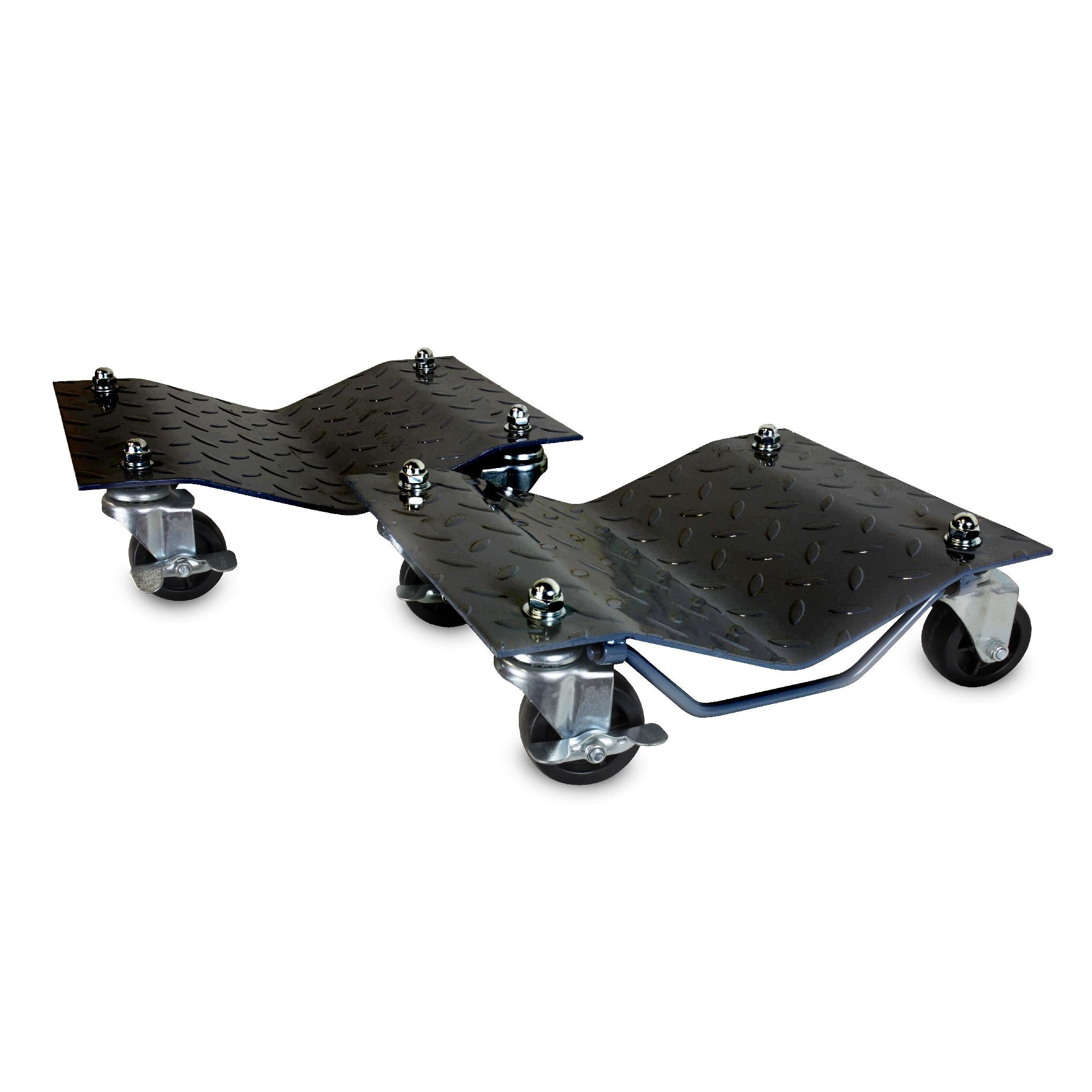 WEN 73017T 3000 LB Capacity Heavy Duty Vehicle Dollies with Brakes - 2 Pack Set for Auto Repair, Garage Storage & Car Maintenance