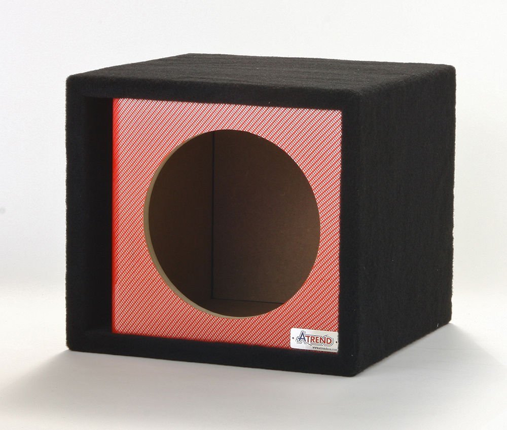 Atrend 12-Inch Single Vented Red Carbon Fiber Subwoofer Box - Perfect for Car Audio Systems & Bass Enthusiasts
