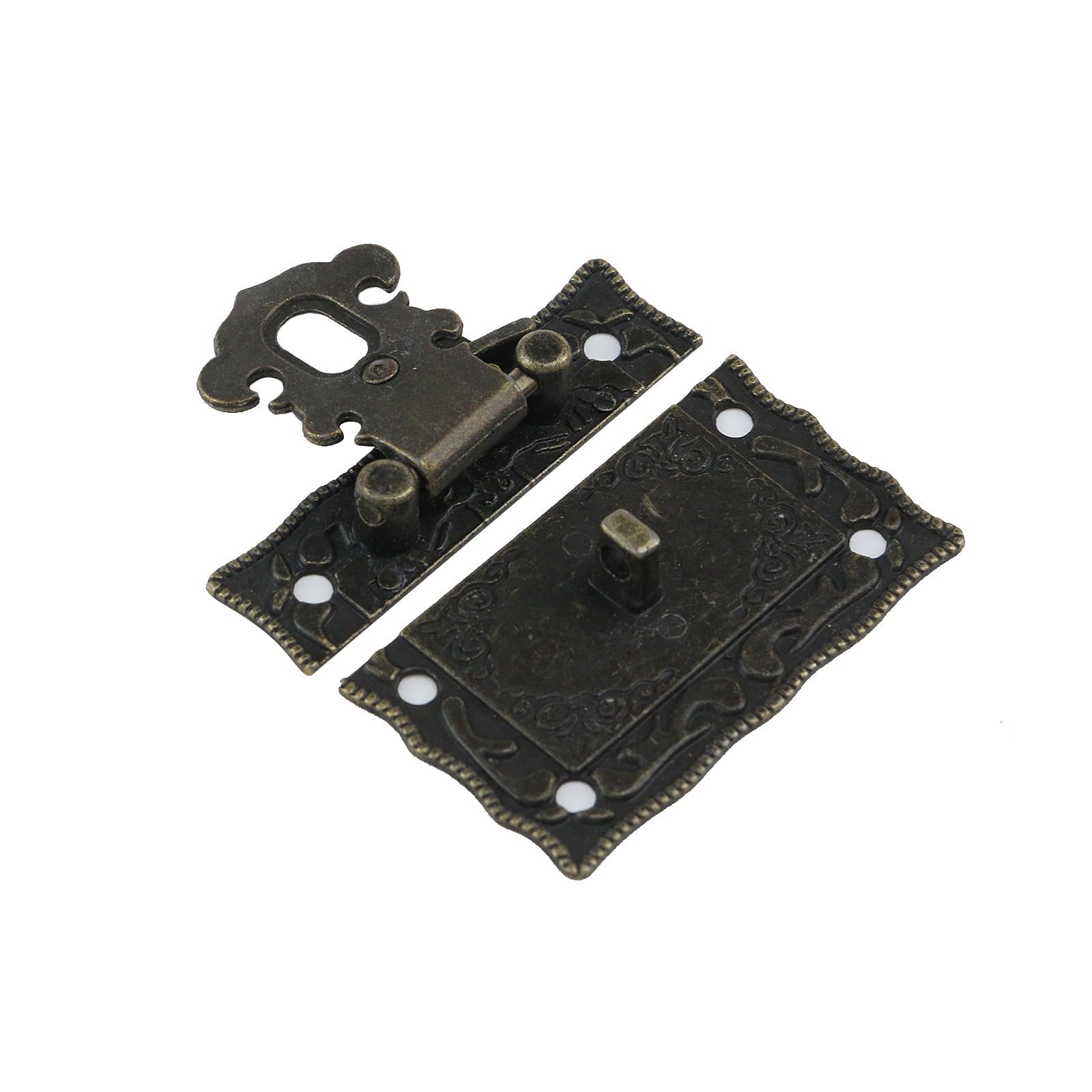 Antique Bronze Hasp Clasp Latch - Vintage Wooden Box Lock Buckle with Screws (Pack of 5) - Perfect for Jewelry Boxes, Chests, Cabinets & DIY Craft Projects