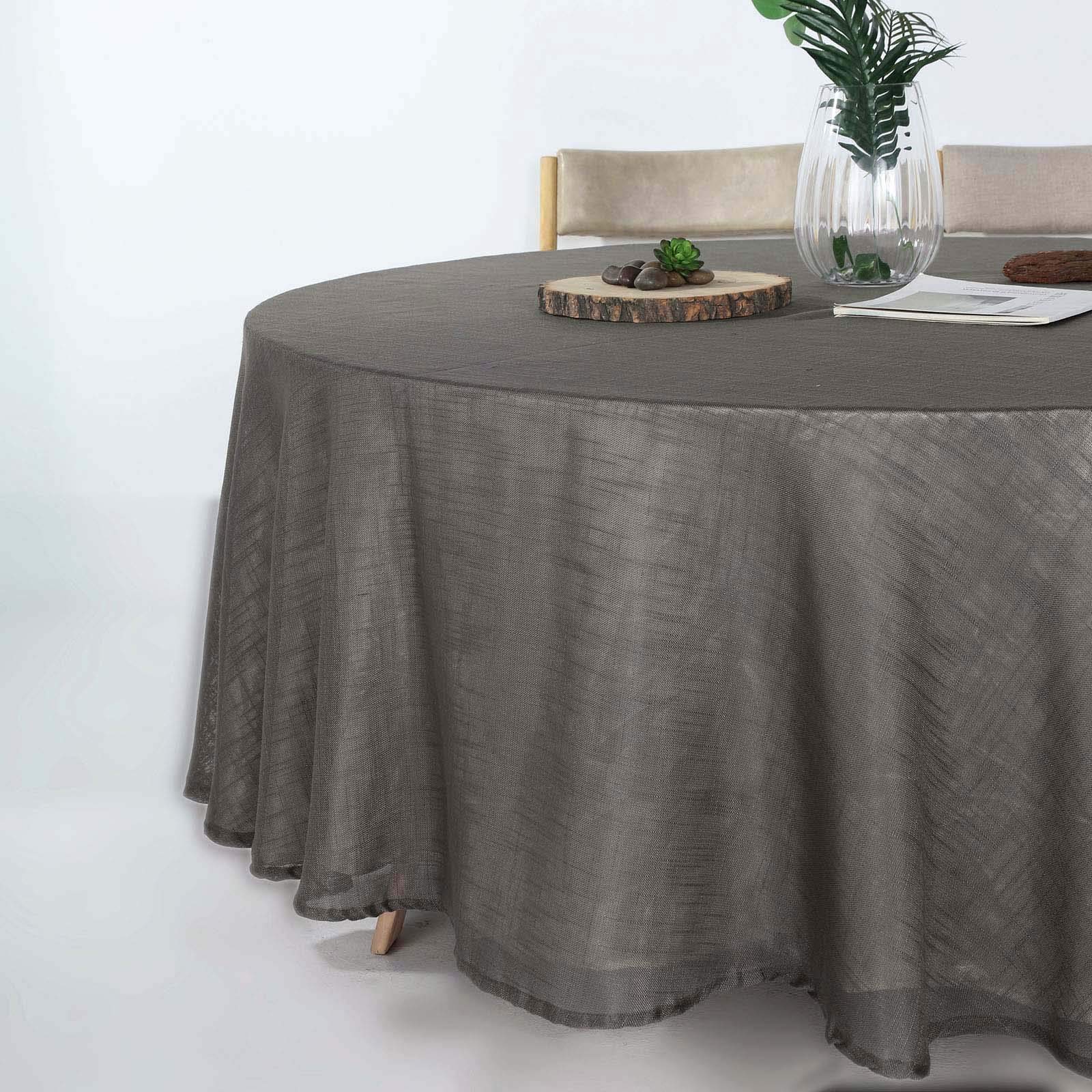Premium Faux Linen Tablecloth - Wrinkle Resistant Charcoal Gray Textured Table Cover for Kitchen, Restaurant, Indoor & Outdoor Dining, Picnic - 108 Inch Rectangle Table Cloth - Perfect for Dinner Parties, Weddings, and Holiday Gatherings